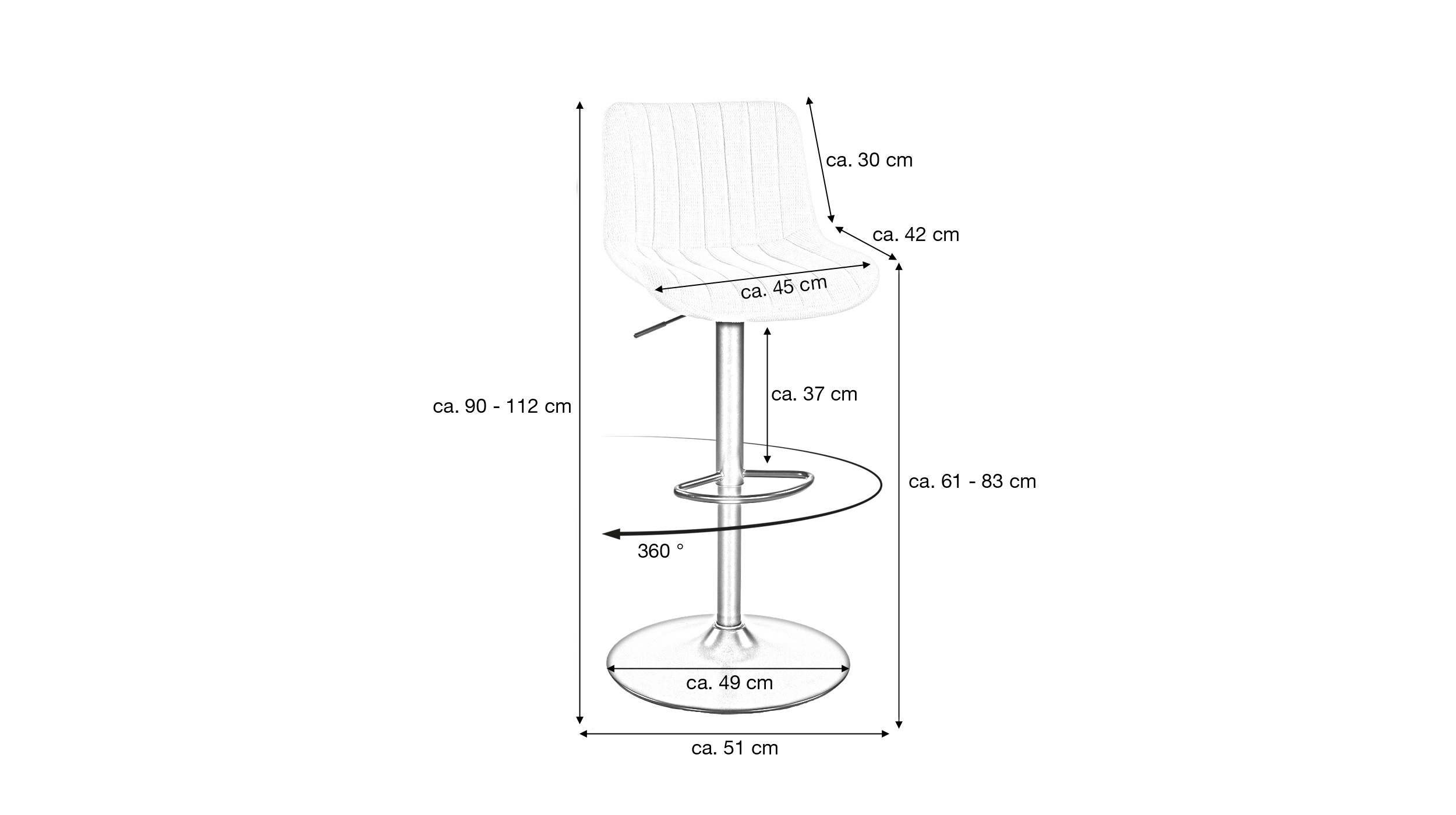 Barhocker creme höhenverstellbar - KELLY