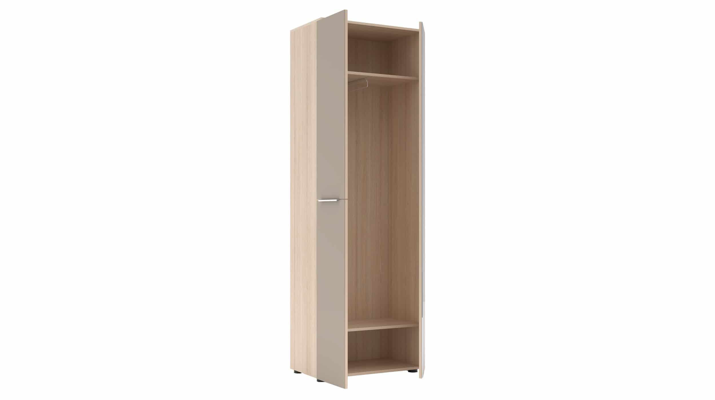 Garderobenschrank Spiegel beige Glasfront Eiche 65 cm - SANTORIN