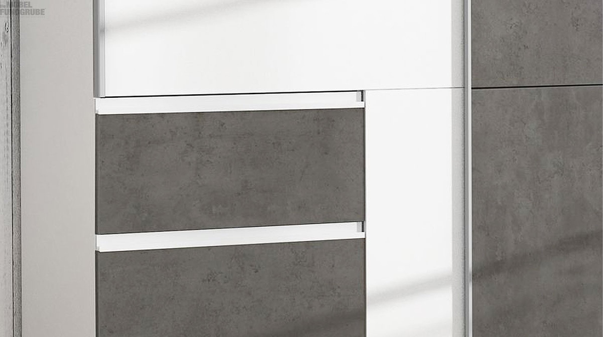 Schwebetürenschrank weiß-grau 170 cm - Kleiderschrank - WINN