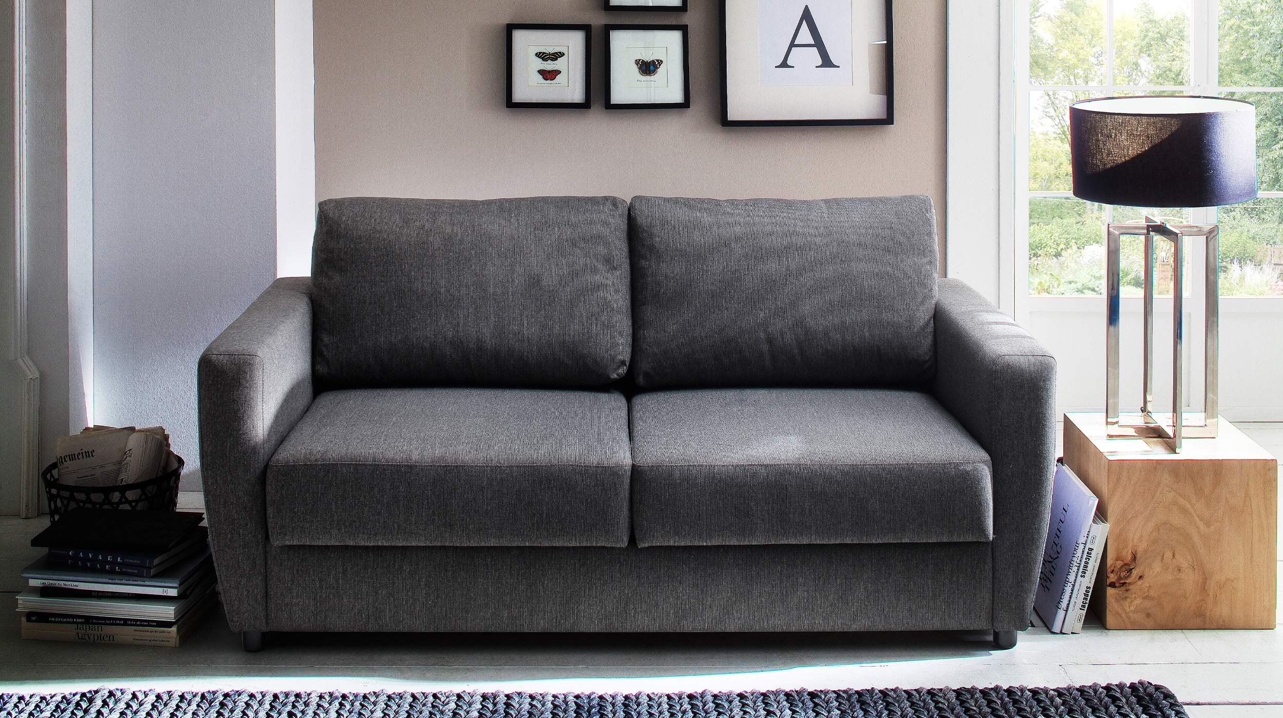 Schlafsofa grau Federkern 176 x 74 cm - MÜRITZ
