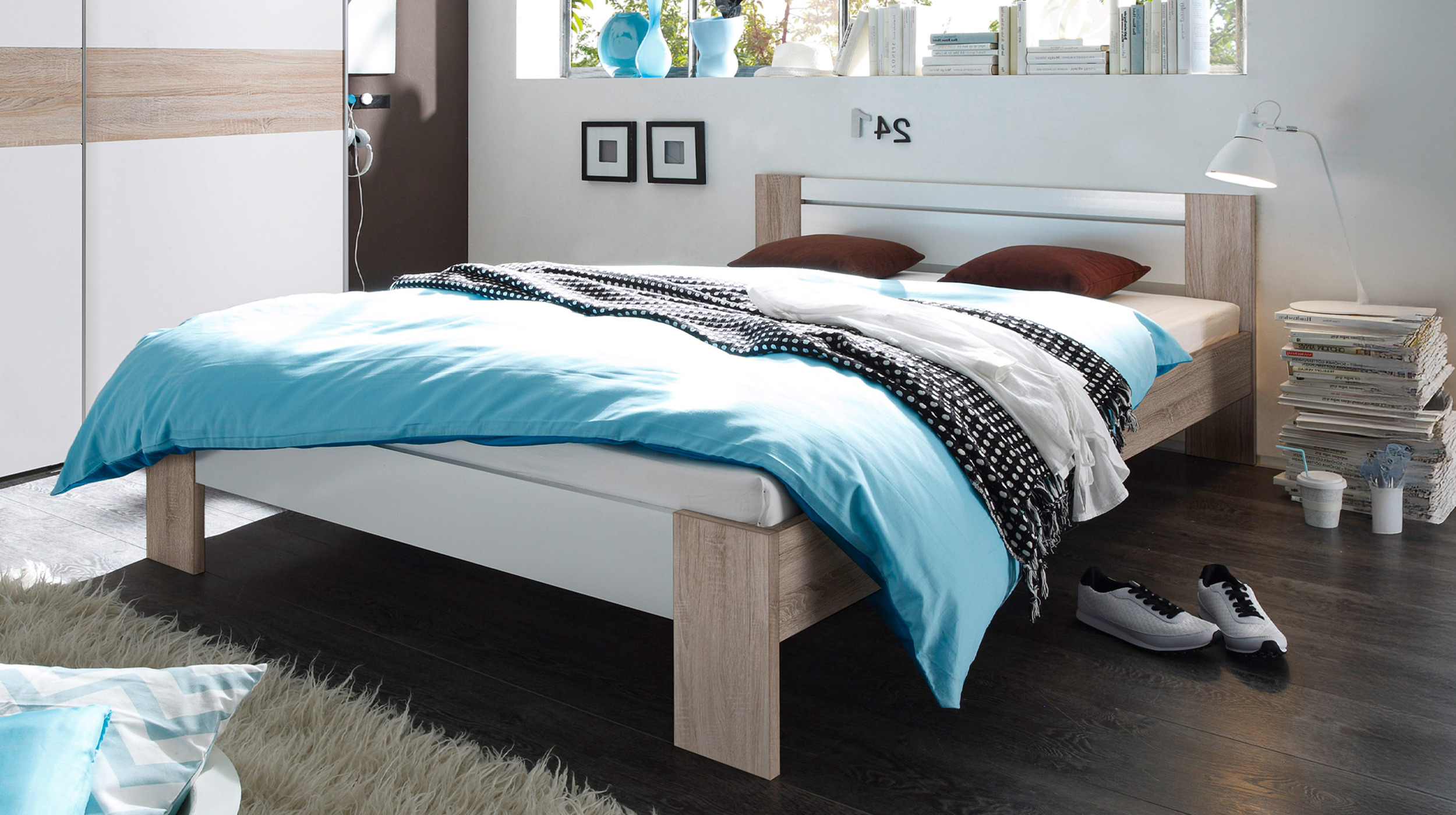 Futonbett 140 x 200 cm Einzelbett Sonoma Eiche - VEGA 