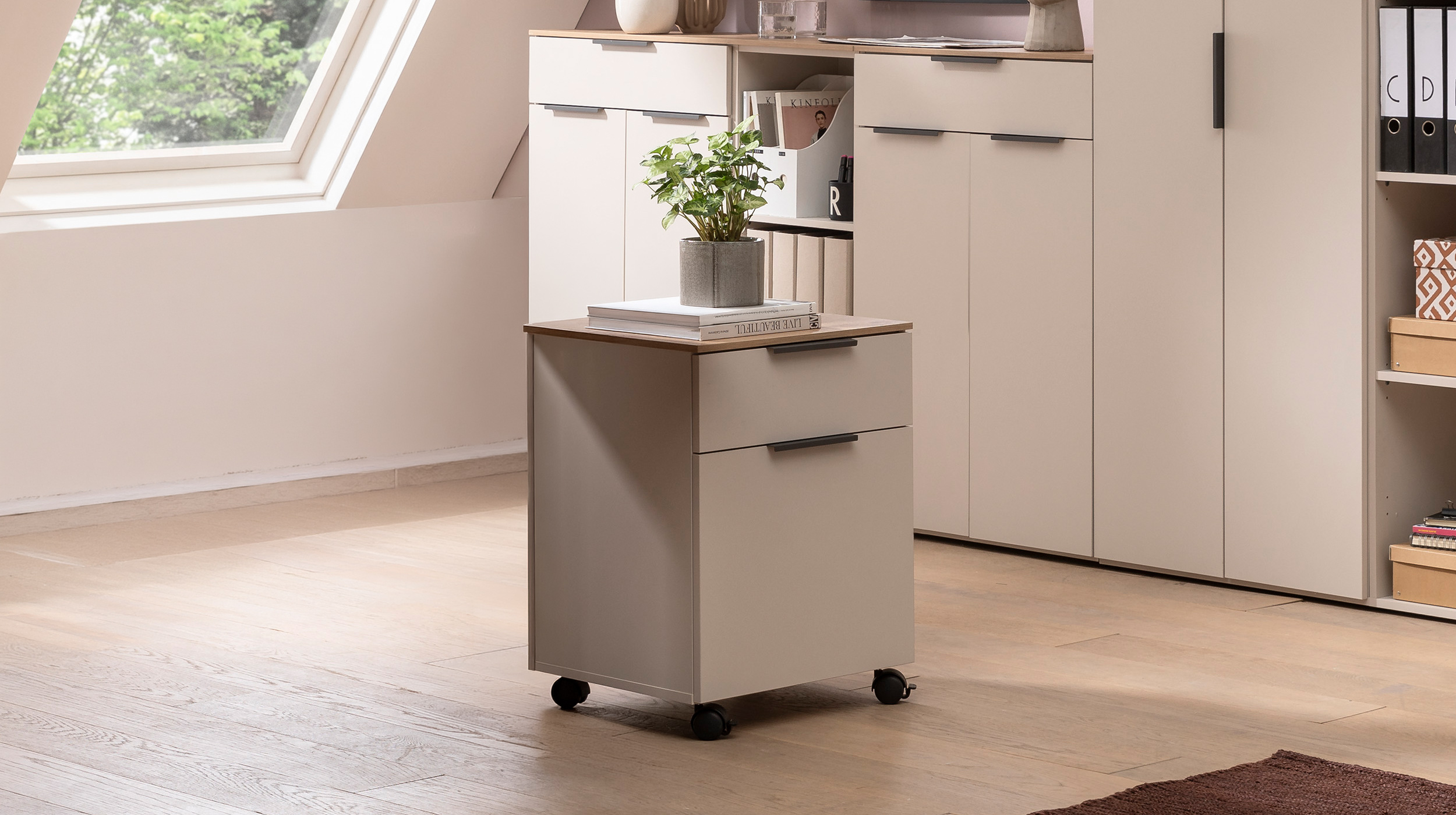 Rollcontainer beige Artisan Eiche 49 x 62 cm - SYNOS