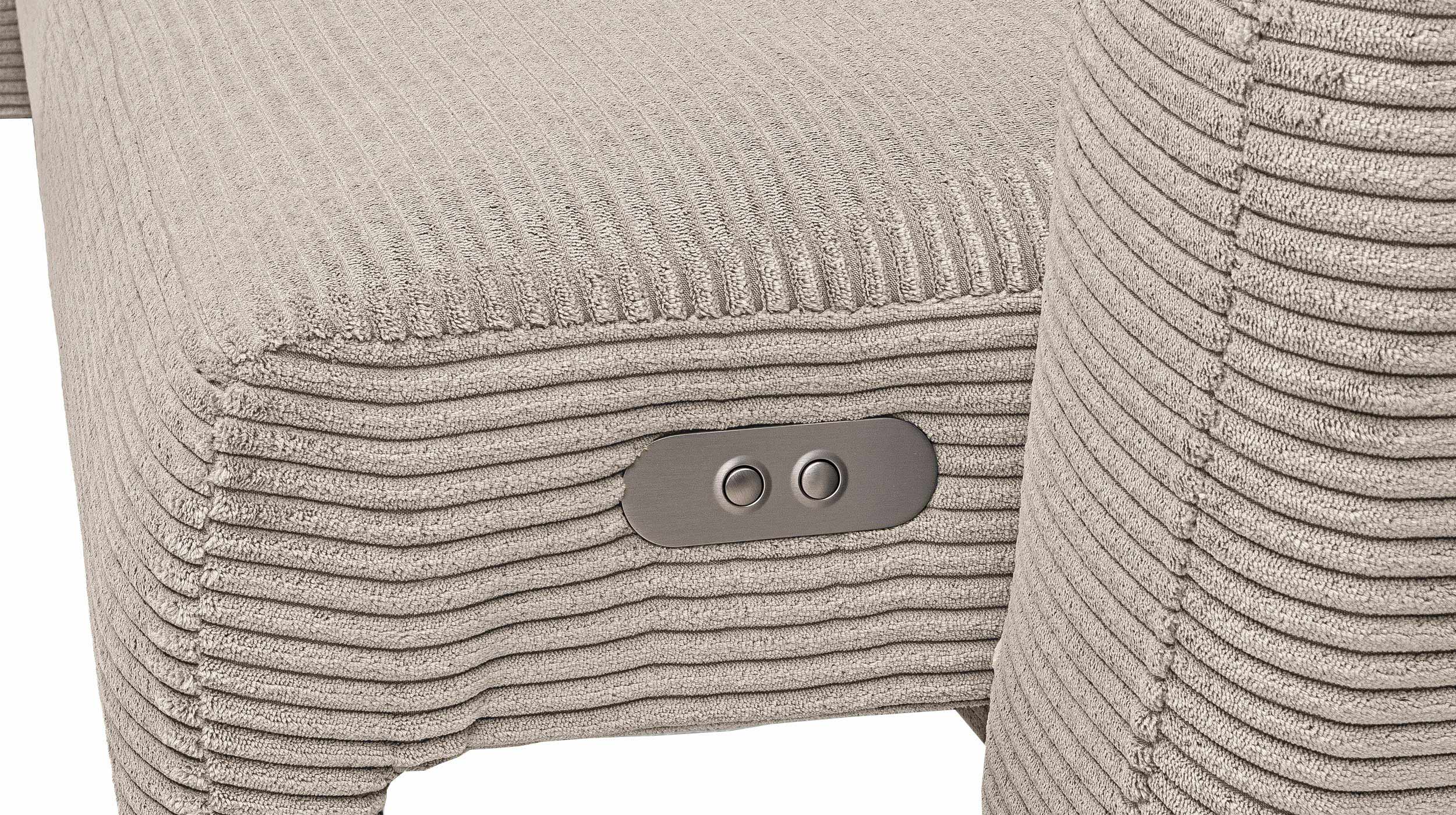 Ecksofa beige Cord elektrisch ausfahrbar 277 cm - OT links - AVELINO