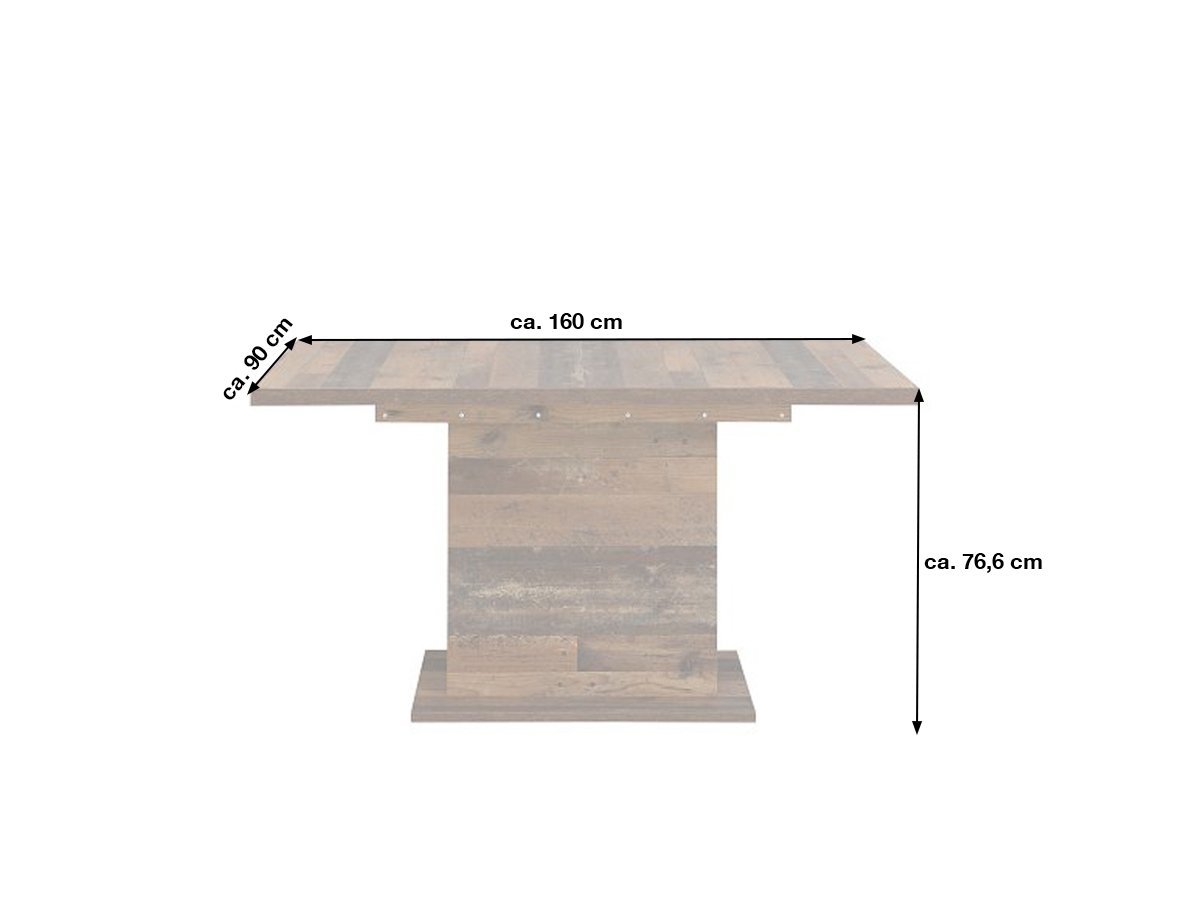 Esstisch 160 - 200 cm ausziehbar Old Wood - grau - CLIF