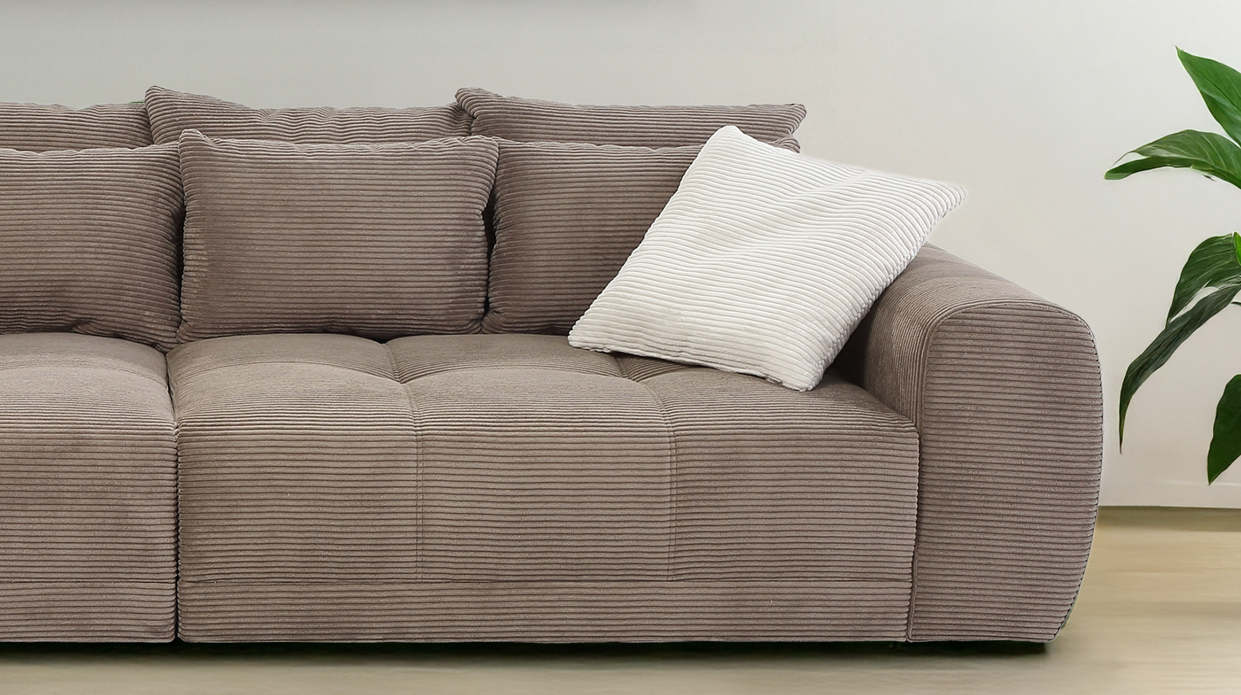 Big Sofa Cord taupe - 308 cm - Federkern - JANNI