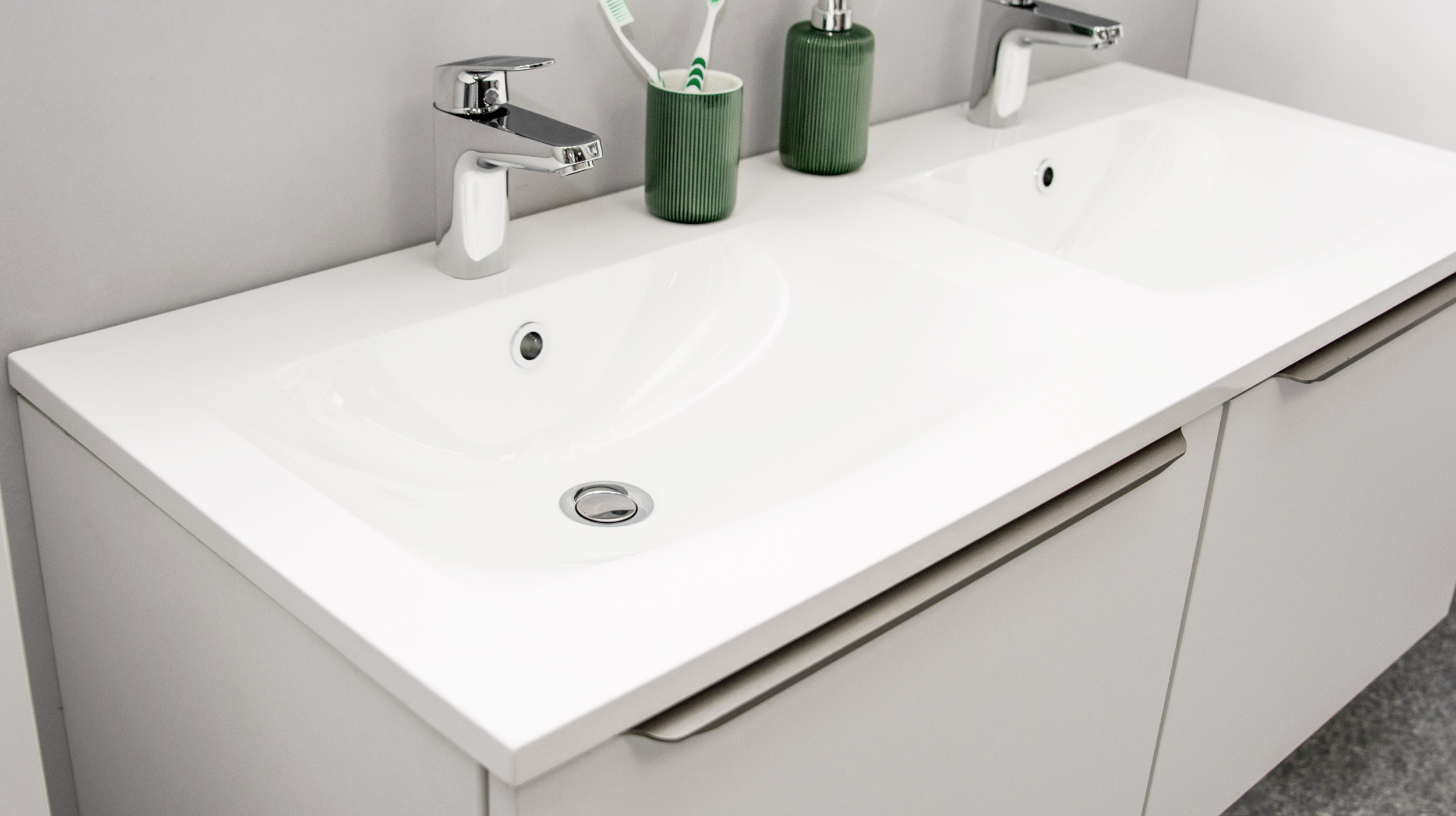 Badmöbel-Set weiß matt - 3 Teile mit HS - Waschtisch 121 cm - SANTANA