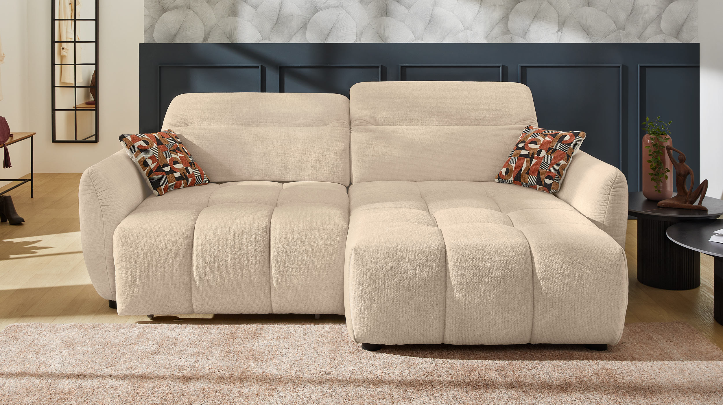 Ecksofa beige 260 x 191 cm mit Relaxfunktion - ZOOM
