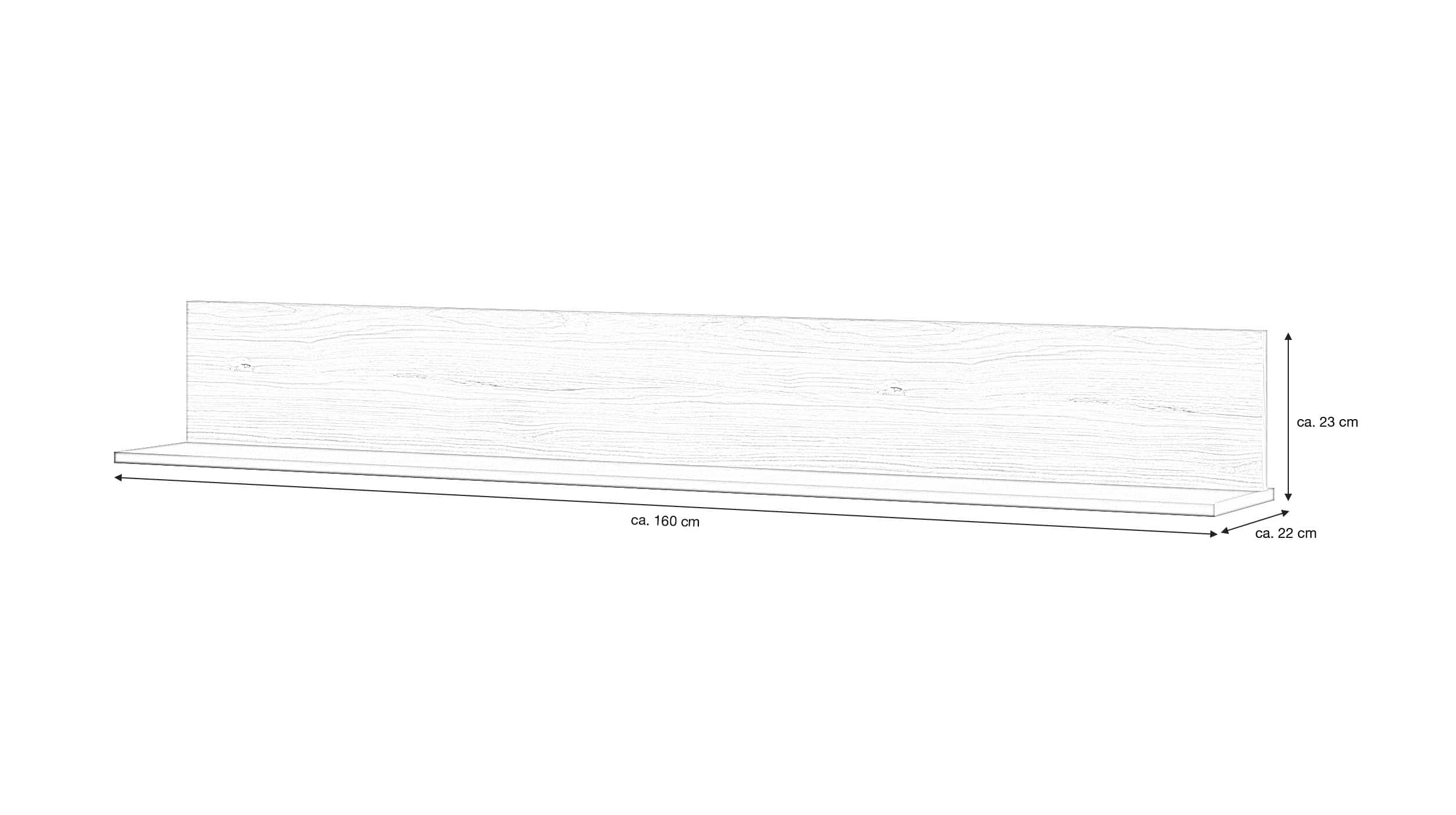 Wandboard alpinweiß - Catania Eiche 160 cm - NOVENA