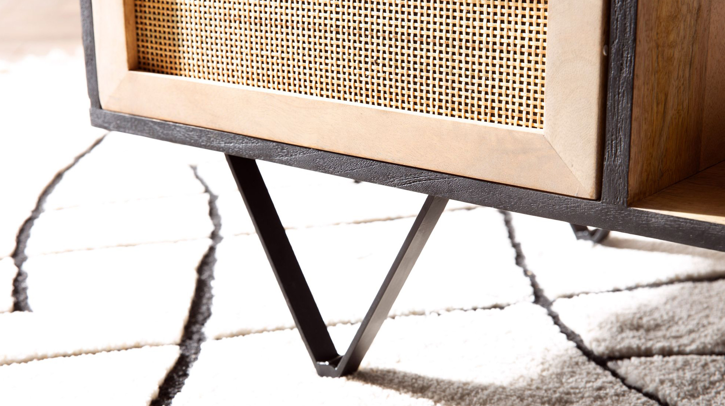 Couchtisch mit Schublade Mango massiv gebeizt 90 x 45 cm - MAGNOR 