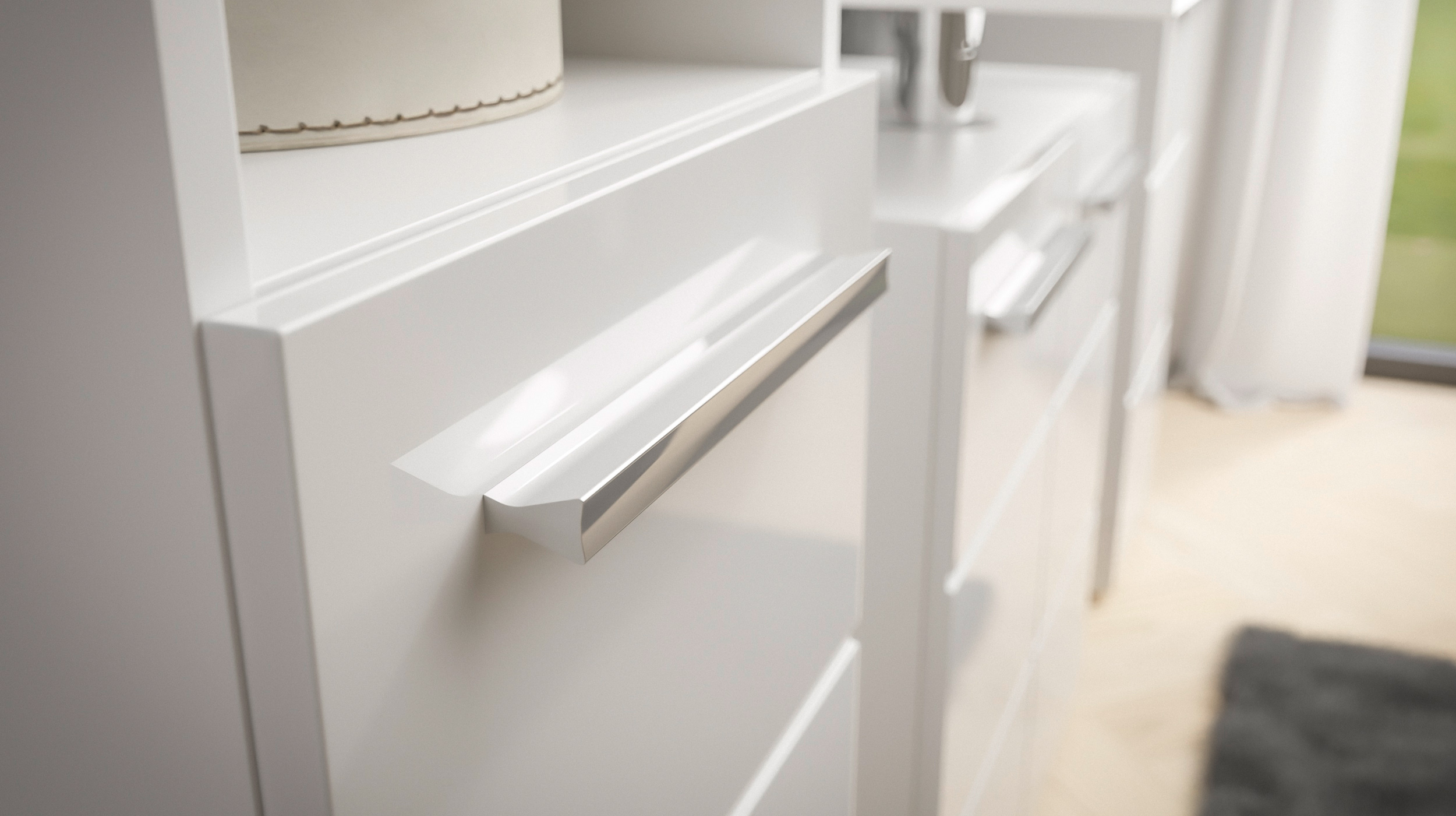 Bad Hochschrank weiß hochglanz 2 Türen Breite 34 cm - MANDY