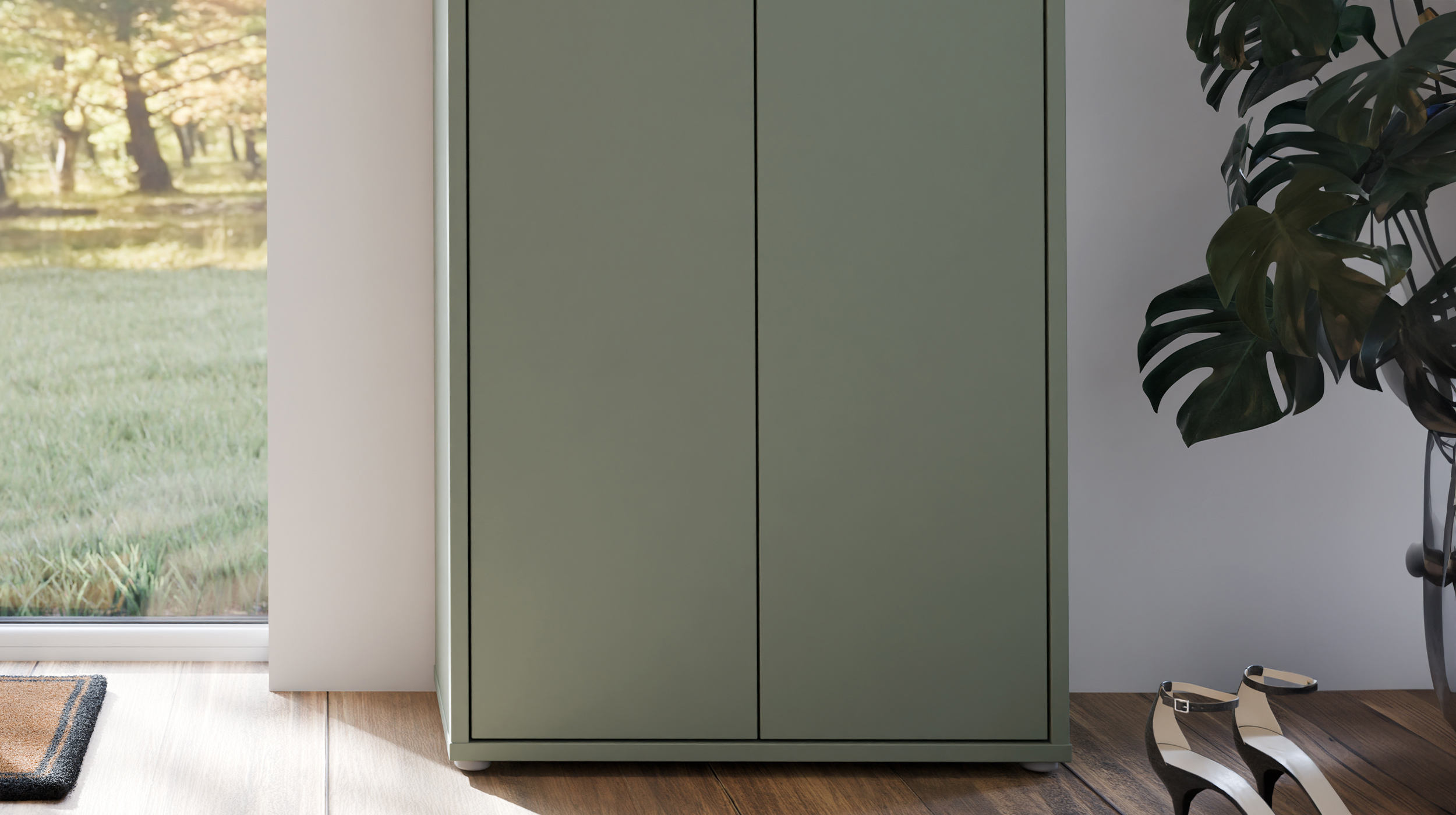Schuhschrank grün 75 x 192 cm 4-türig - ALICE