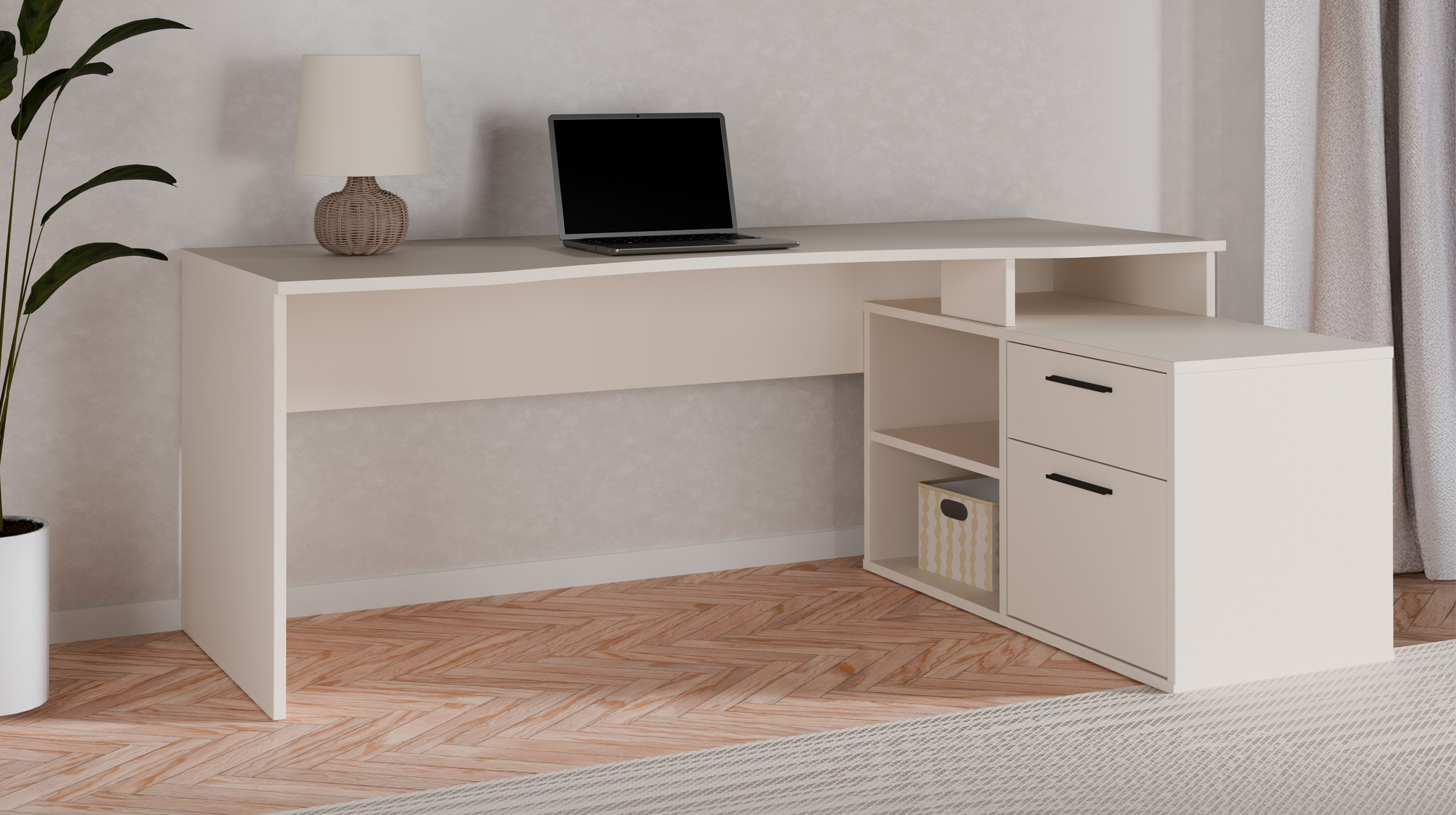 Eck-Schreibtisch beige 200 x 122 cm - TEZAUR