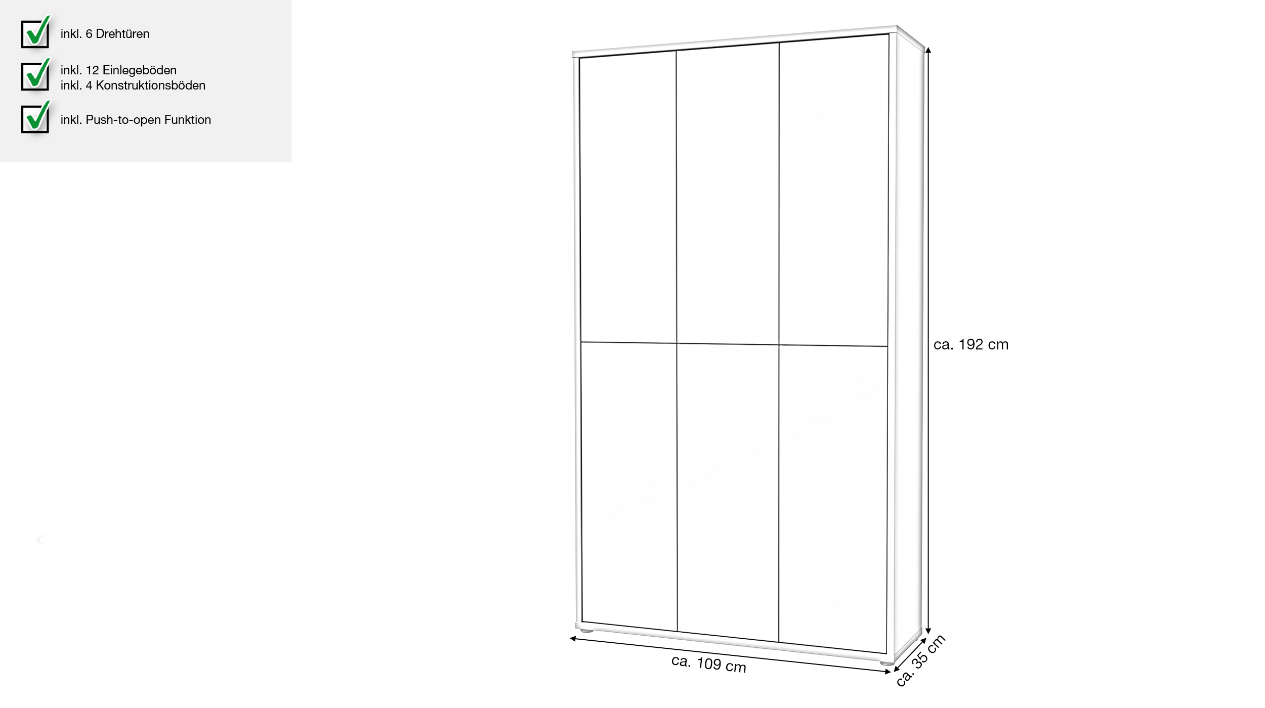 Schuhschrank hellgrau 109 x 192 cm 6-türig - ALICE SPRINGS Schuhschrank hellgrau 109 x 192 cm 6-türig - ALICE SPRINGS