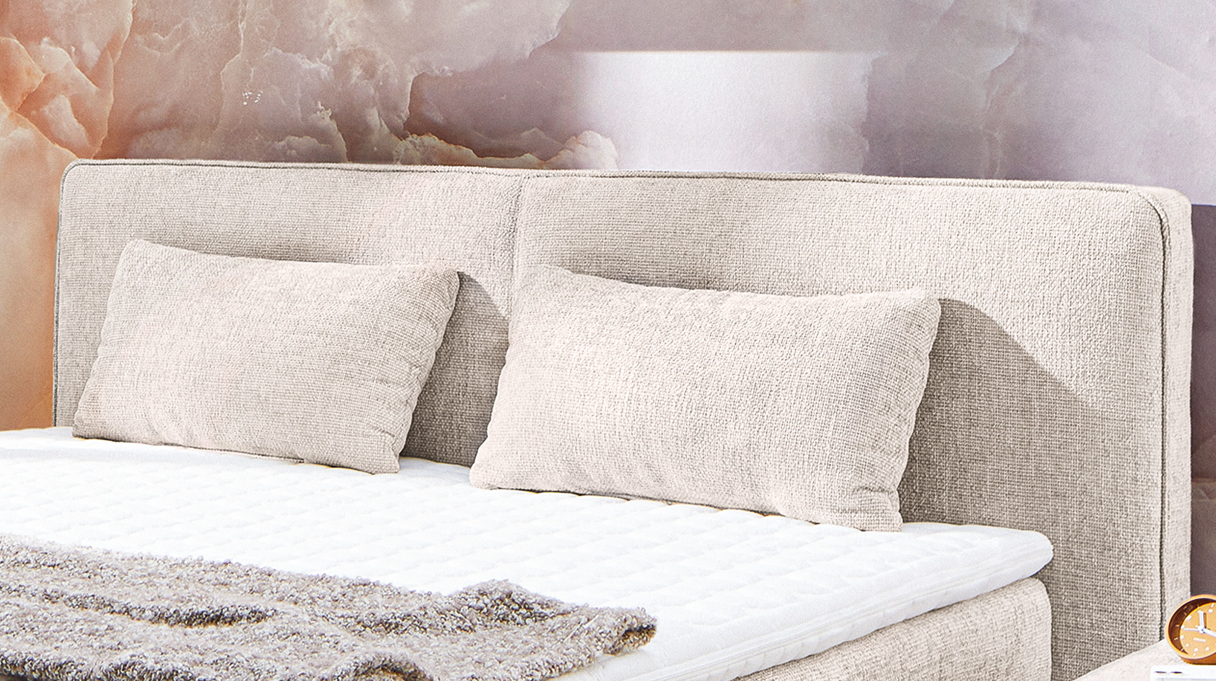 Boxspringbett 180 x 200 cm Chenille grau-beige - VALENTINA