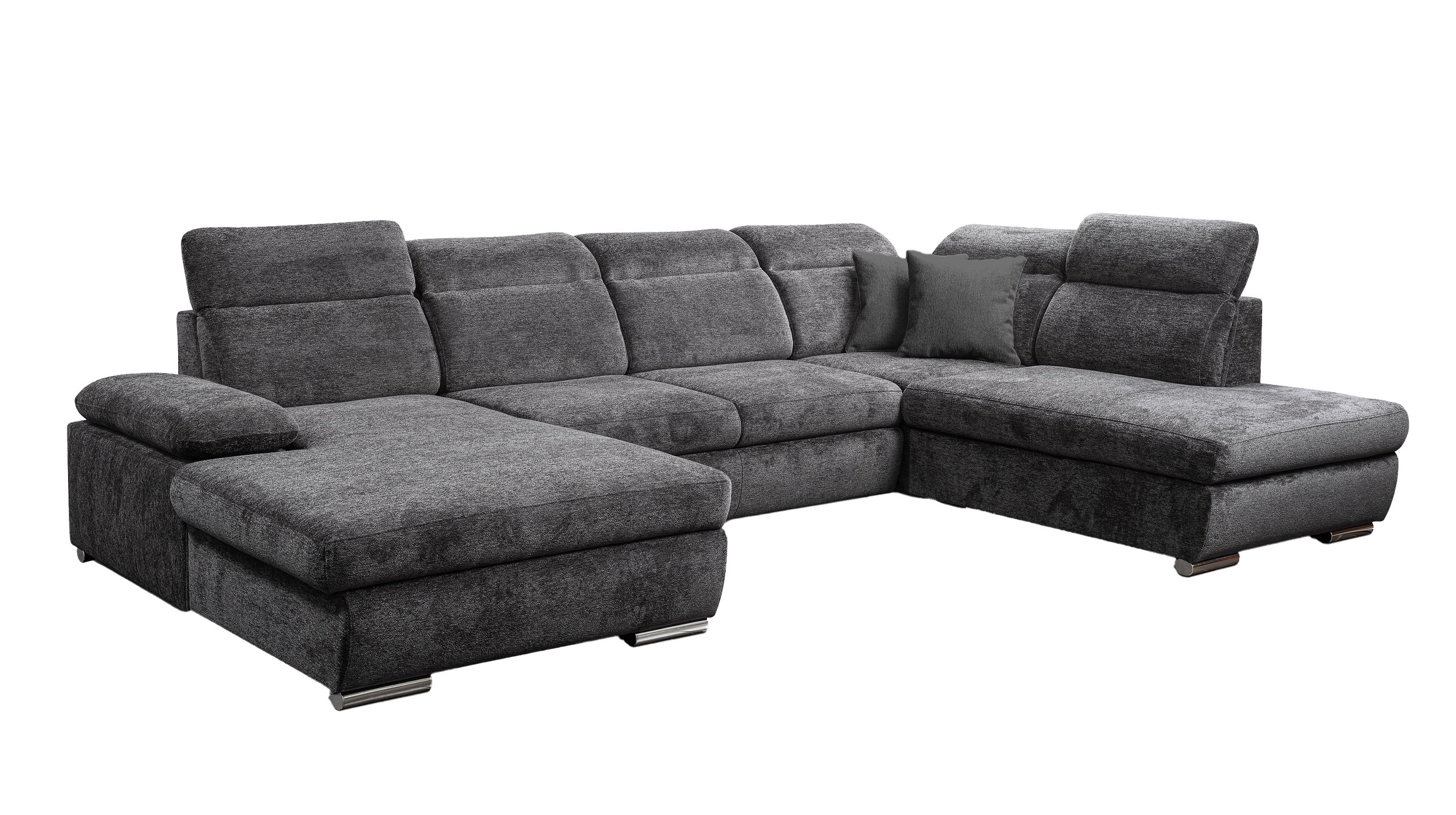 Wohnlandschaft Schlaffunktion anthrazit mit Bettkasten 359 cm - CORDOBA