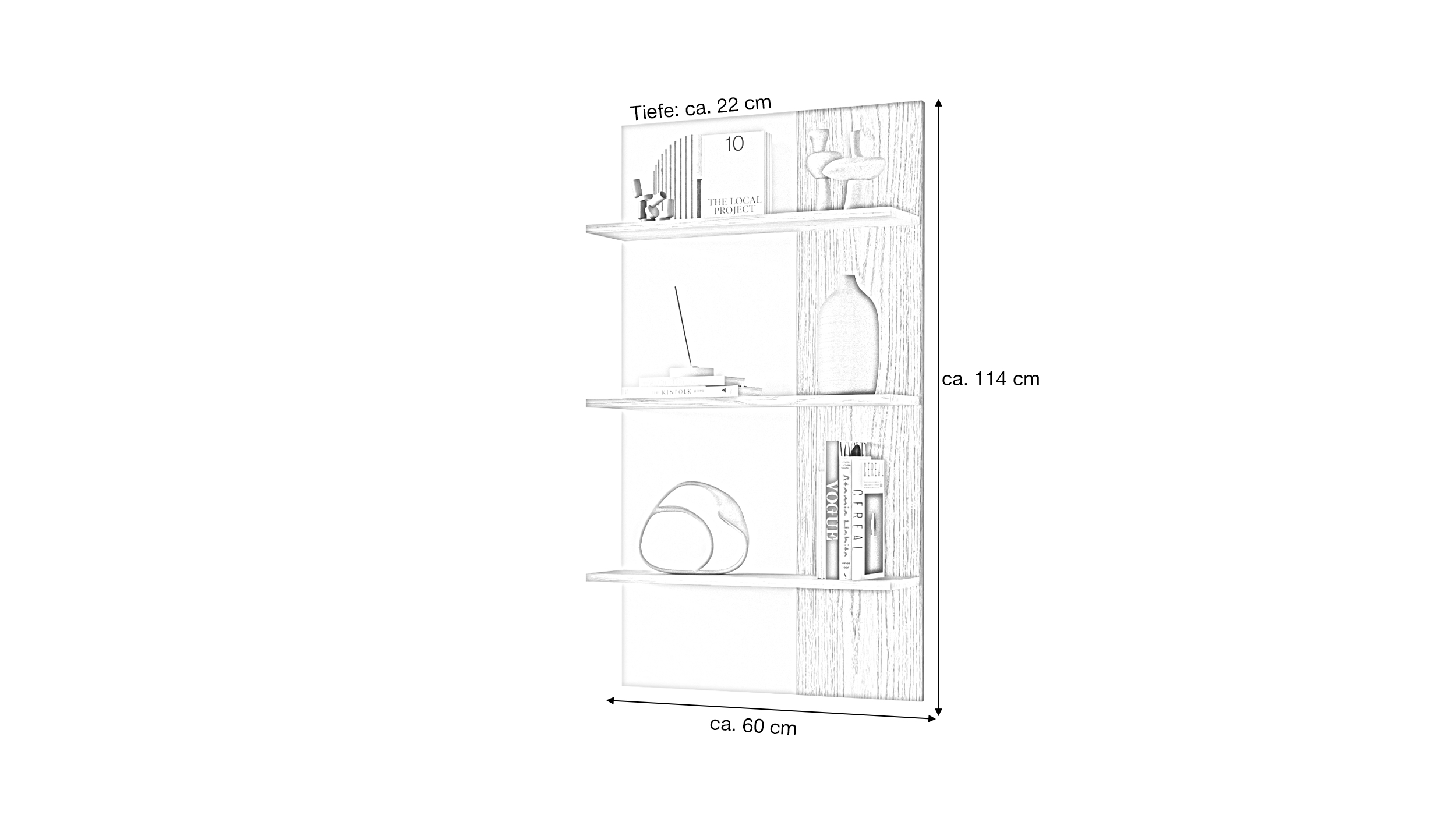 Wandboard beige - Eiche - 60 cm - MEOLO 