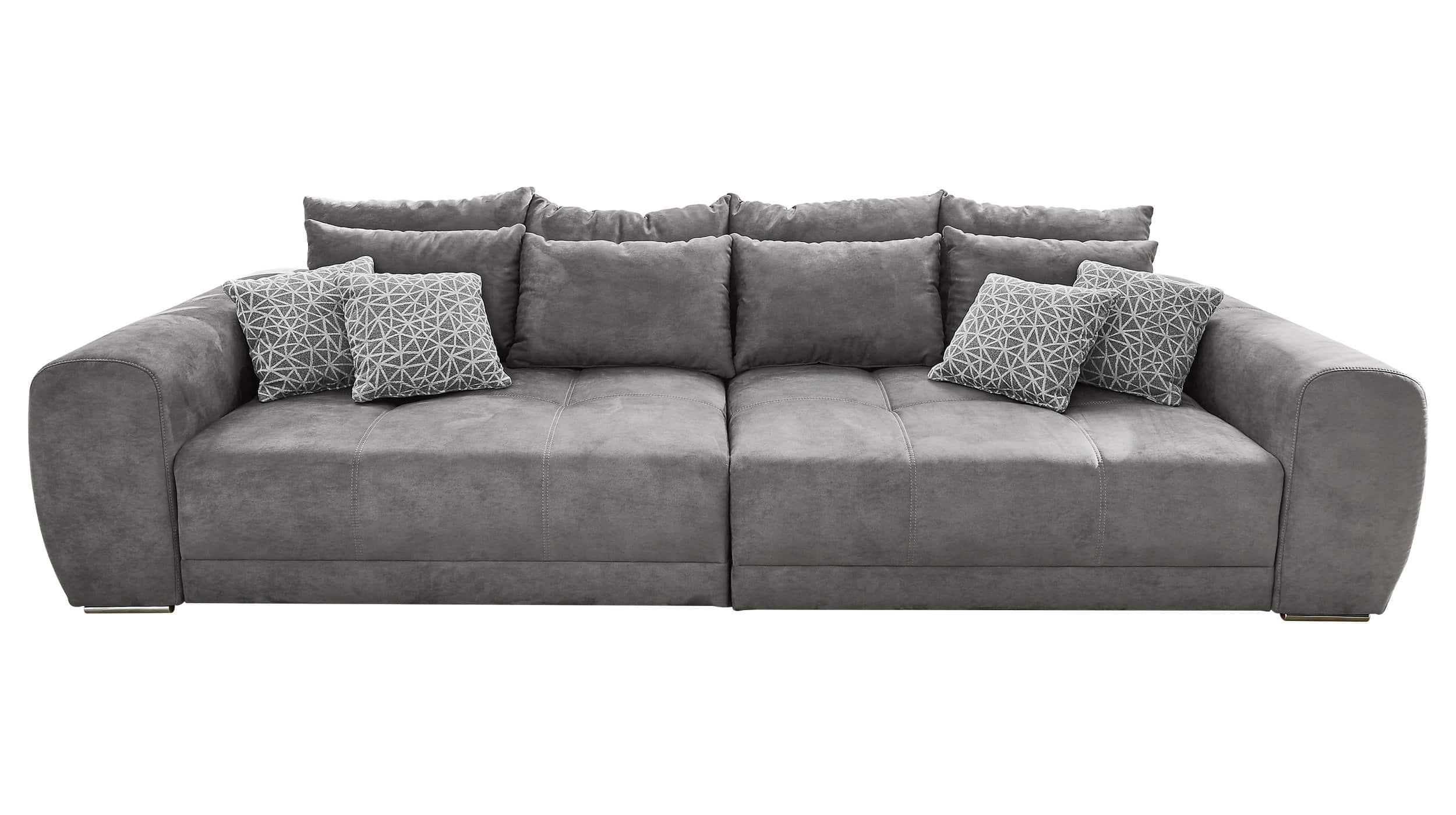 Big Sofa mit Federkern hellgrau 306 cm - MOLDAU