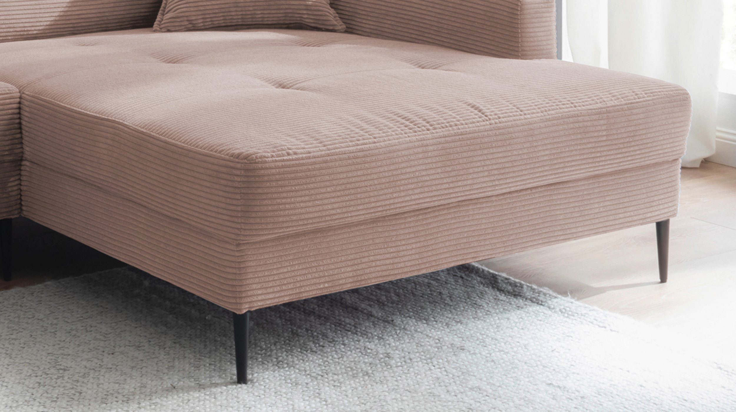 Ecksofa Cord rosa 276 x 173 cm - SUMMER