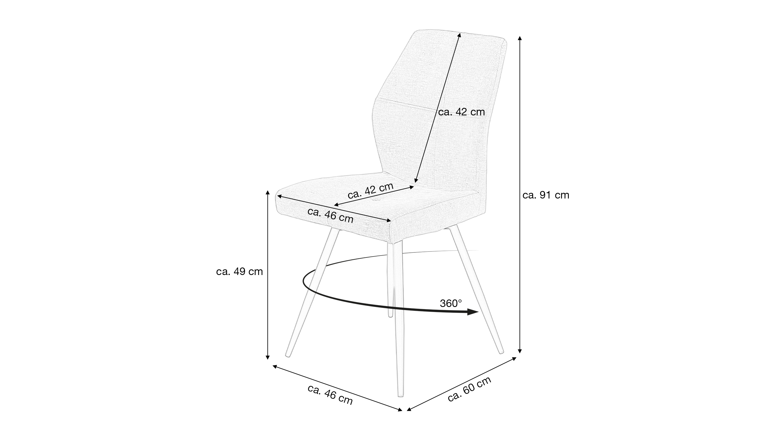 Polsterstuhl anthrazit Metallgestell - Microfaser - drehbar - ALLY