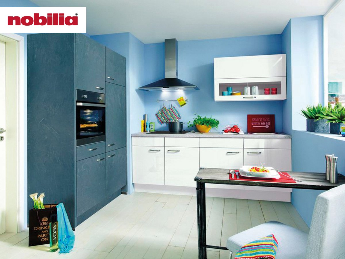 Eckküche 120 x 220 cm - mit Geräten - Küchenfronten Lack Ultrahochglanz- FOCUS