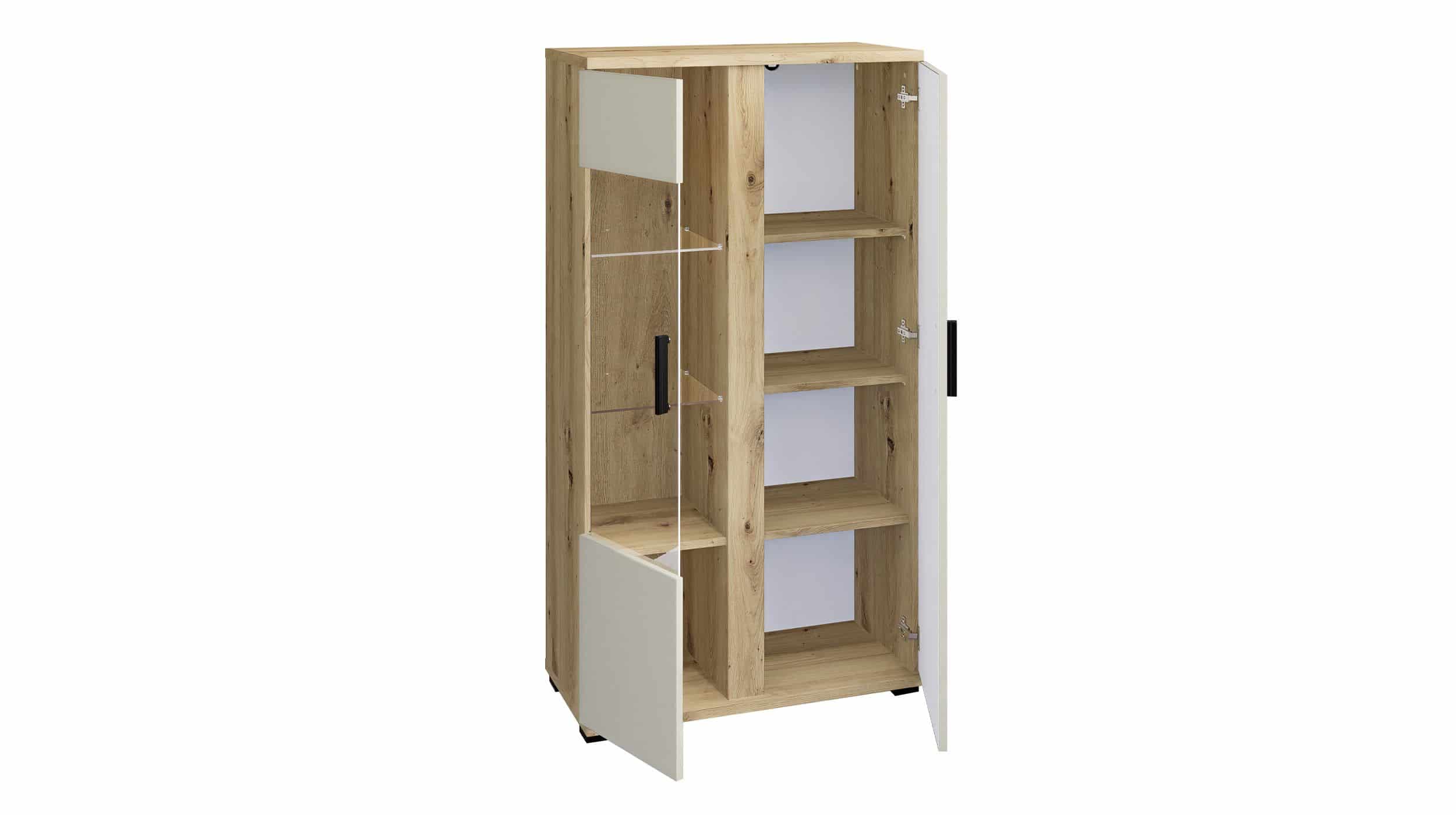 Vitrine mit Glastür beige - Artisan Eiche 75 cm - KANADA