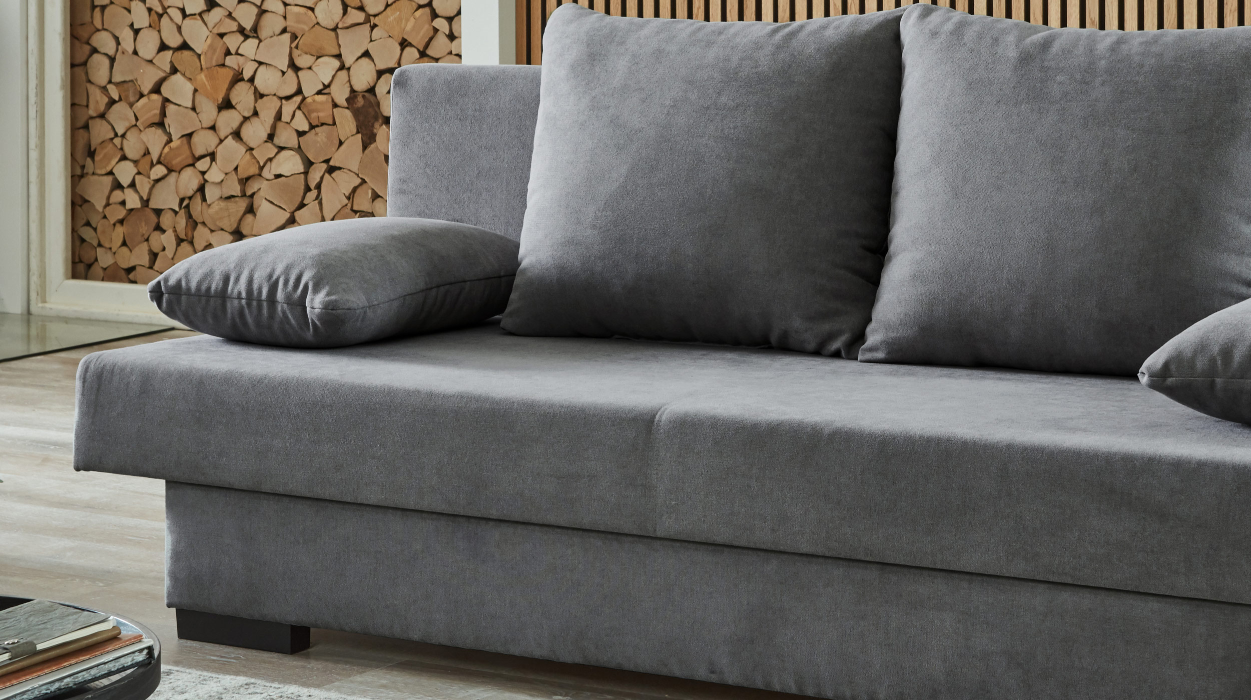 Schlafsofa anthrazit Bettkasten ausziehbar 190 cm - GRONINGEN Schlafsofa anthrazit Bettkasten ausziehbar 190 cm - GRONINGEN