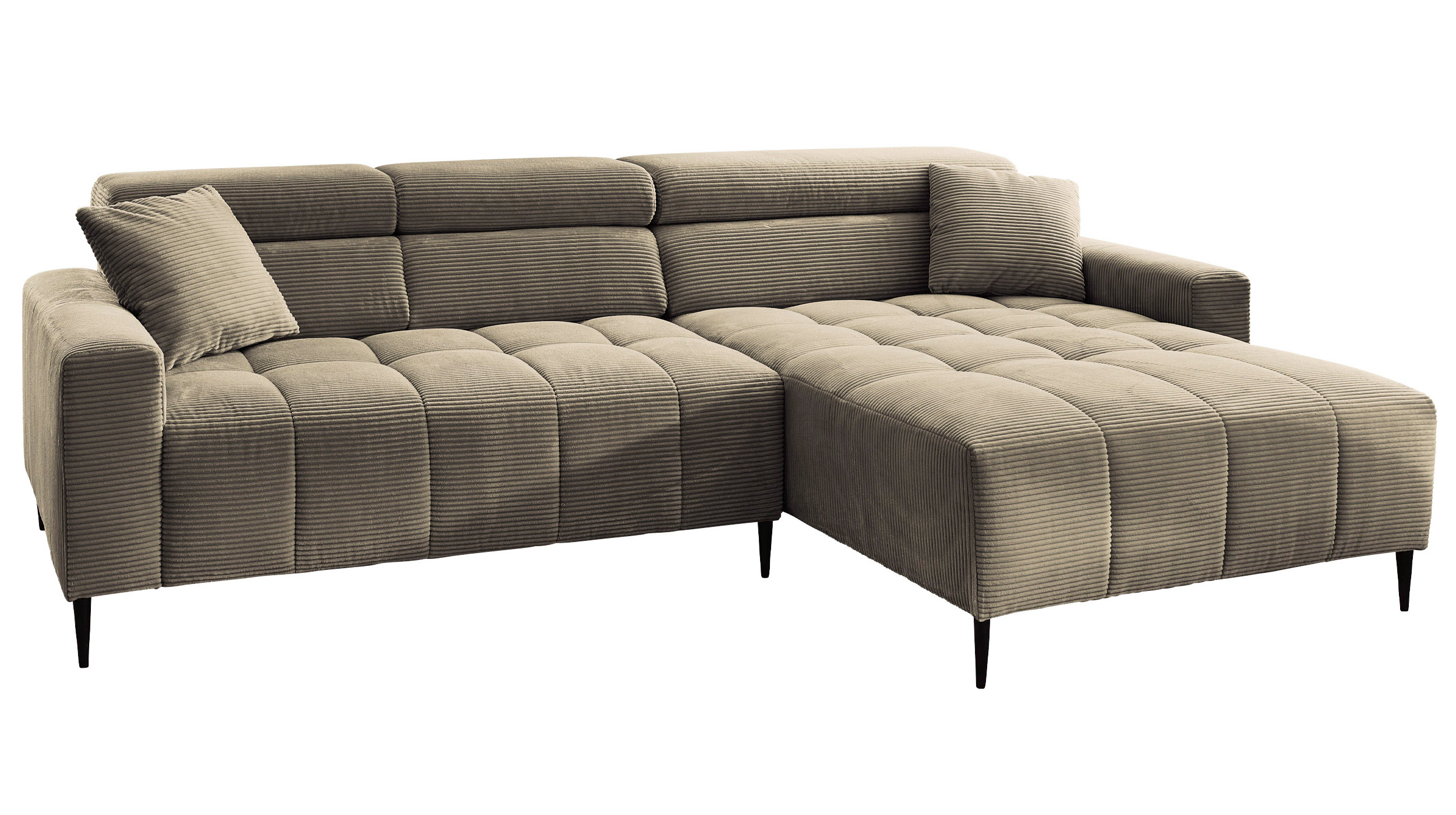 Ecksofa Cord grün ausziehbar - Sitztiefenverstellung 256 cm - OT rechts - SIMPLE Ecksofa Cord grün ausziehbar - Sitztiefenverstellung 256 cm - OT rechts - SIMPLE