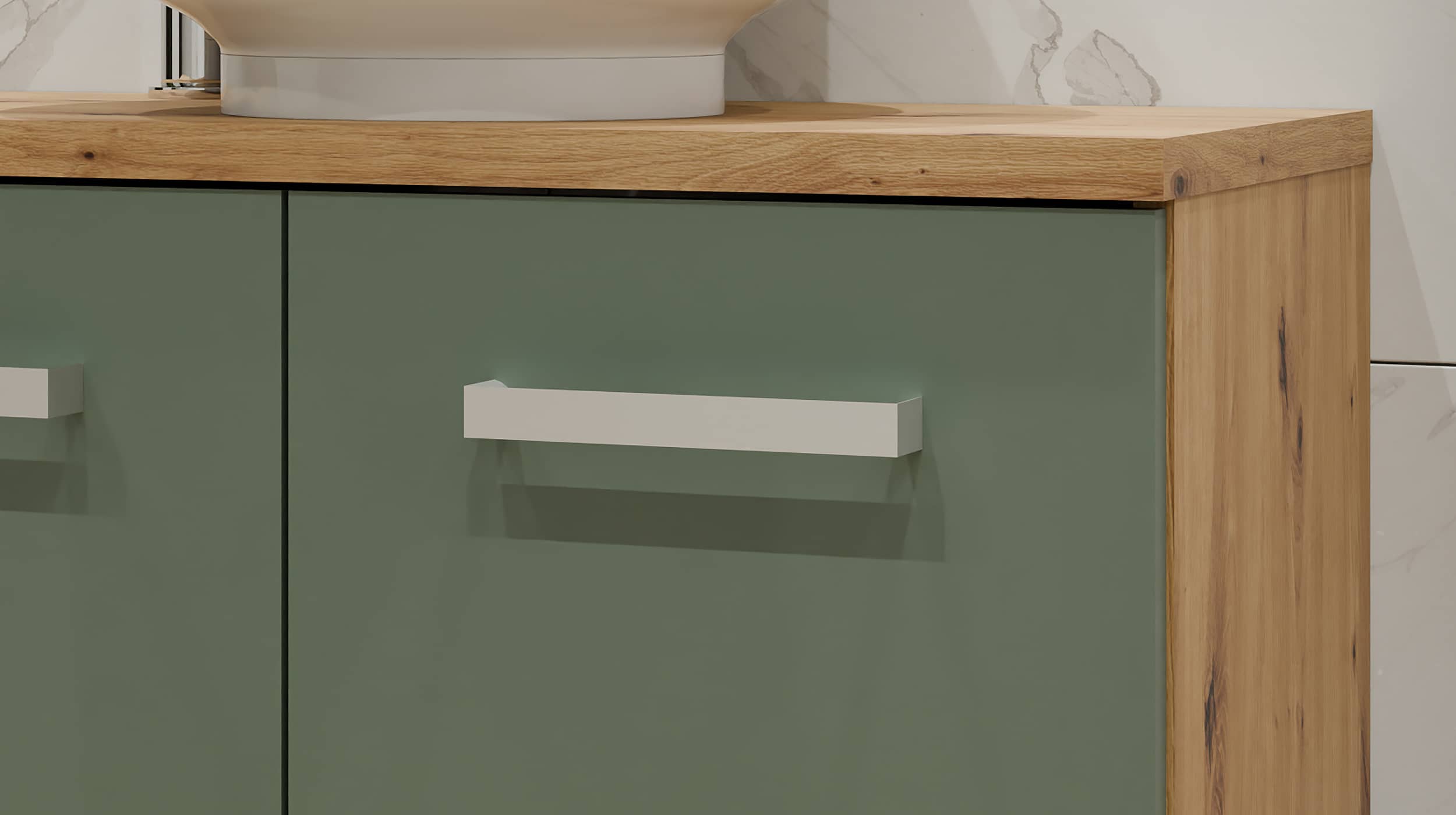 Waschbeckenunterschrank grün - Artisan Eiche 69 cm - VERIS