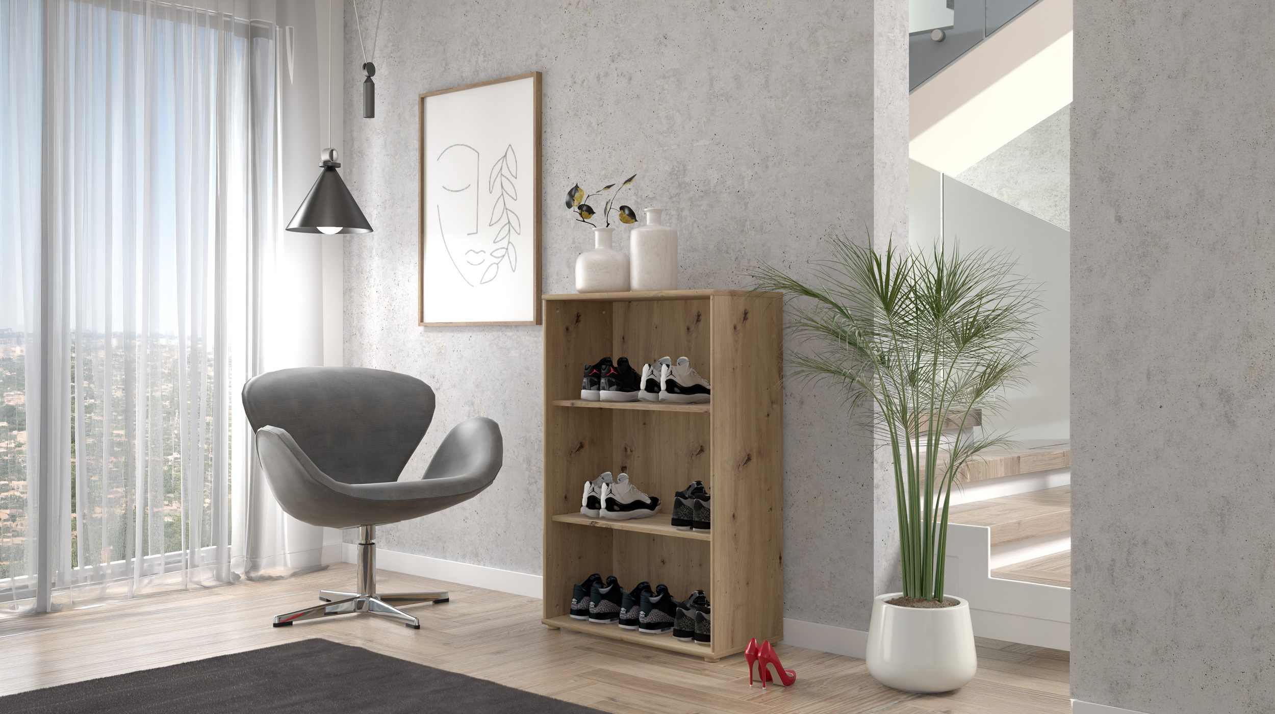 Bücherregal Büroregal Artisan Eiche 111 x 74 cm - TEMPRA