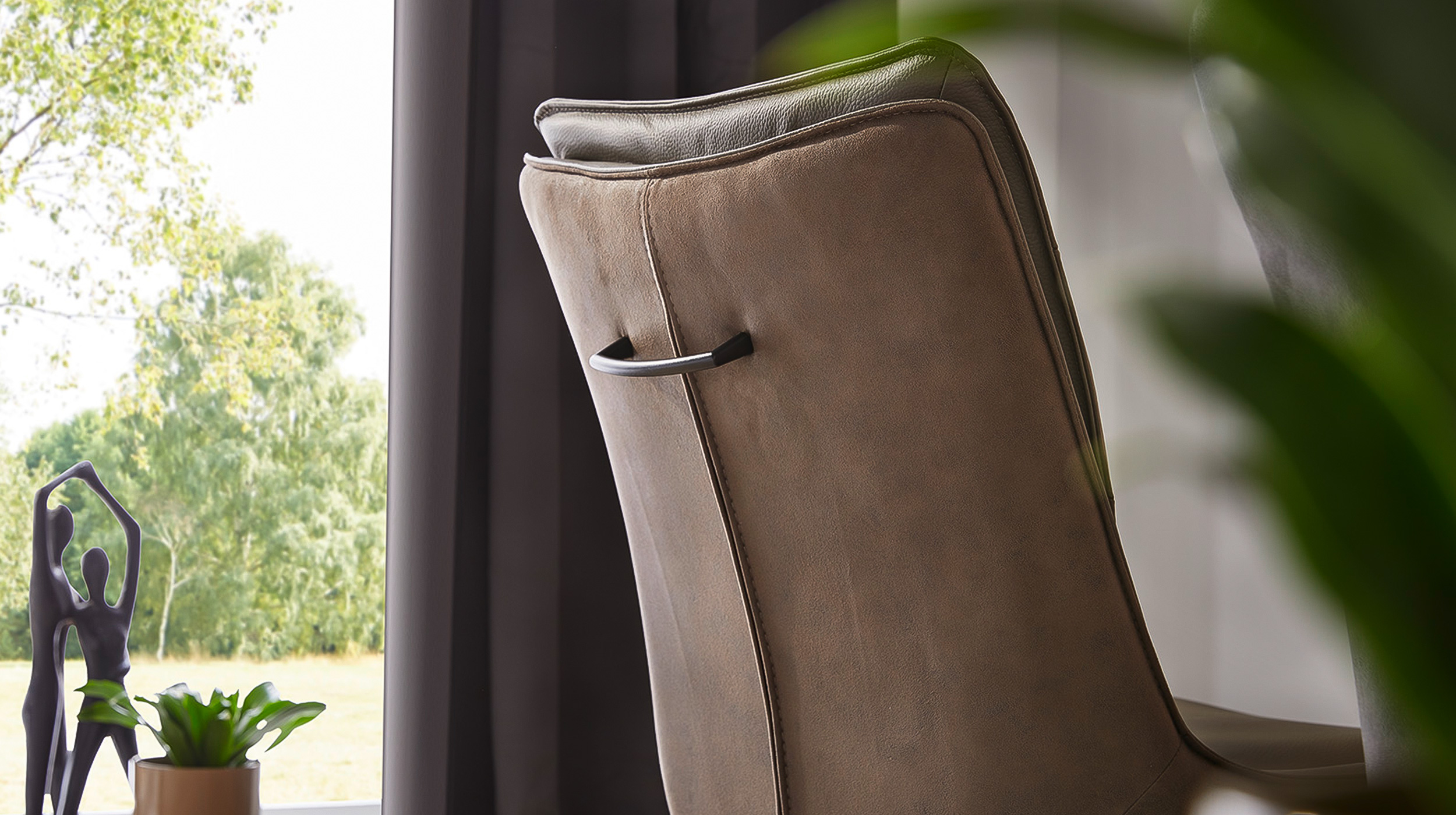 Polsterstuhl Schalenstuhl Echtleder braun- drehbar - MAURICE