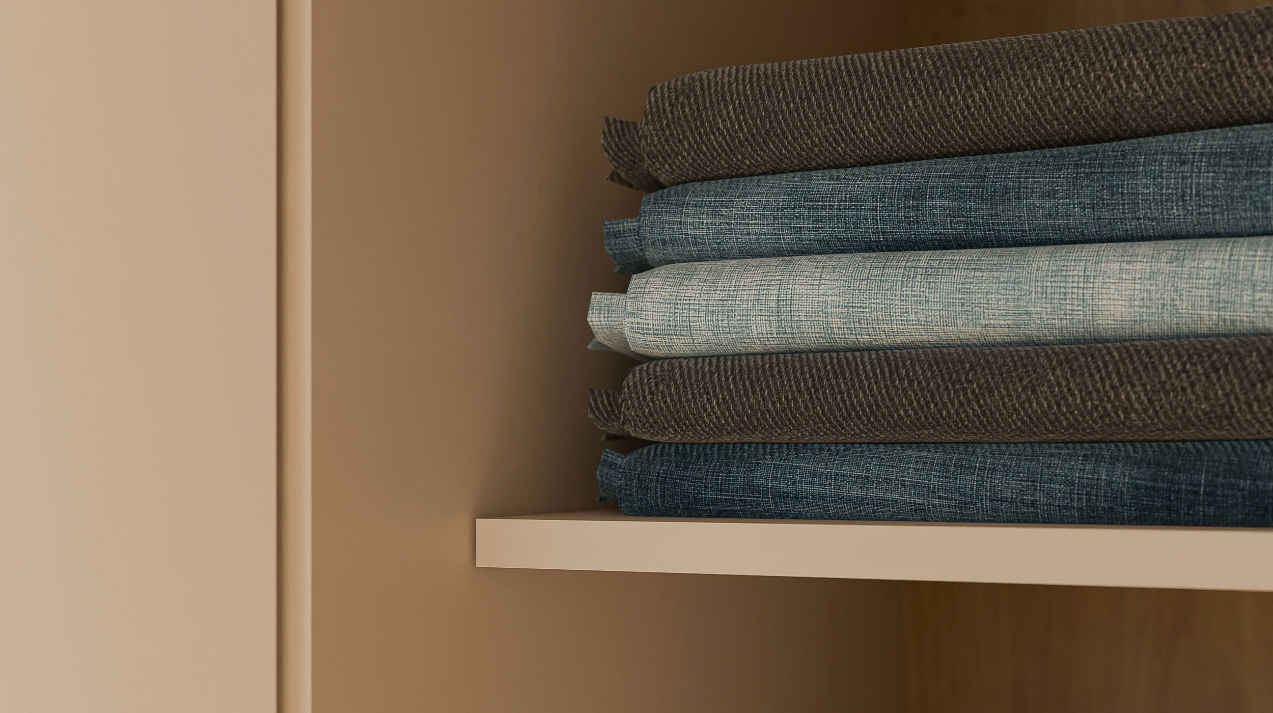 Kleiderschrank beige Artisan Eiche - 144 cm - 3 Türen - MOKKARIS