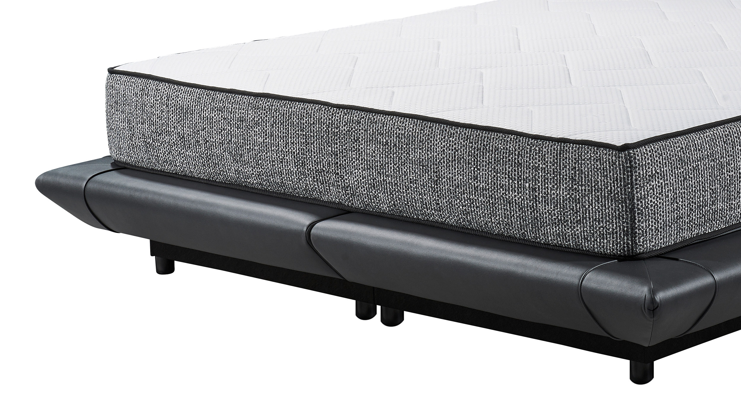 Boxbett 180 x 200 cm schwarz Lederlook mit Bettkasten - MIDNIGHT 