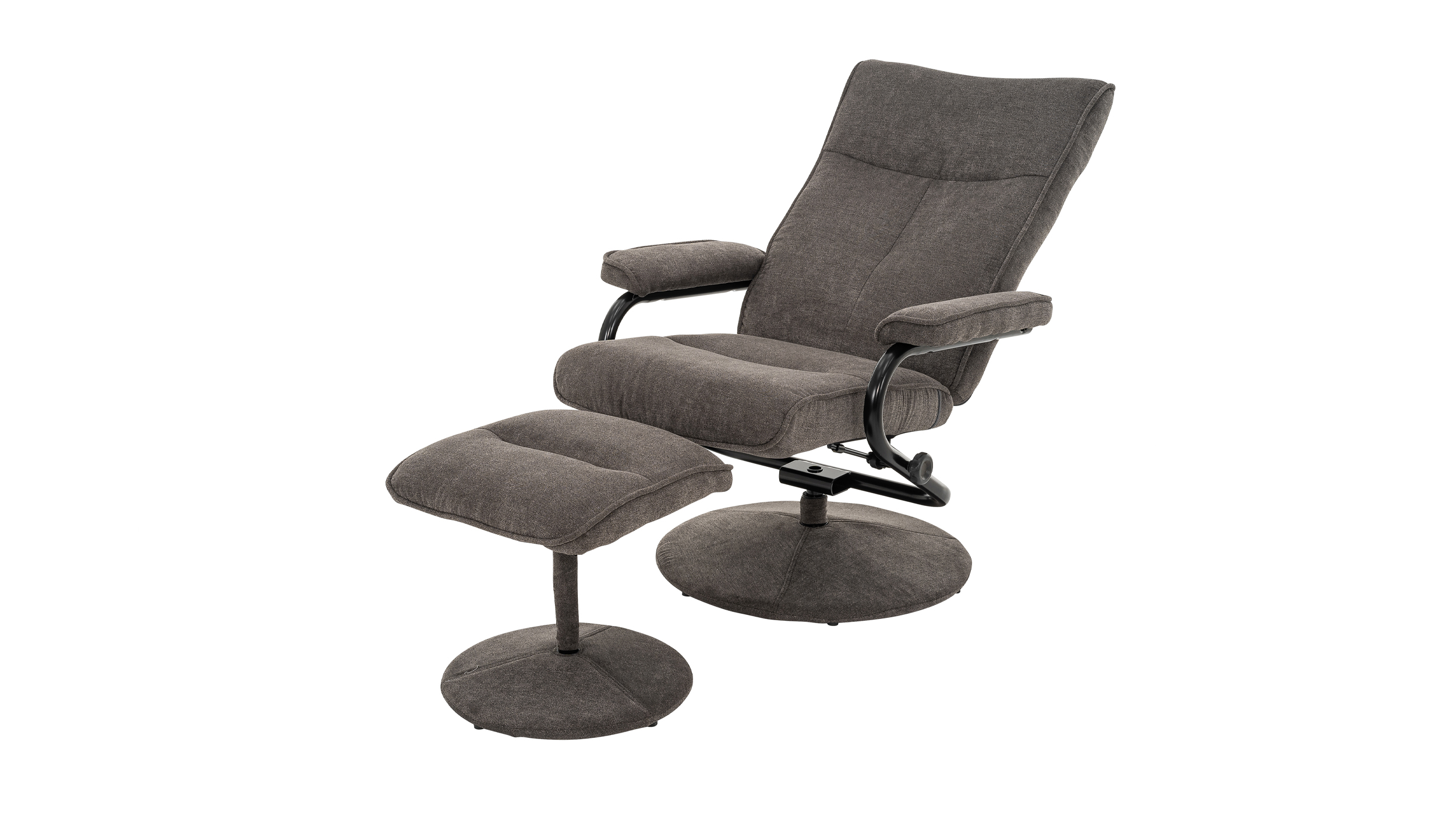 Relaxsessel mit Hocker grau Microfaser - drehbar - MORENA