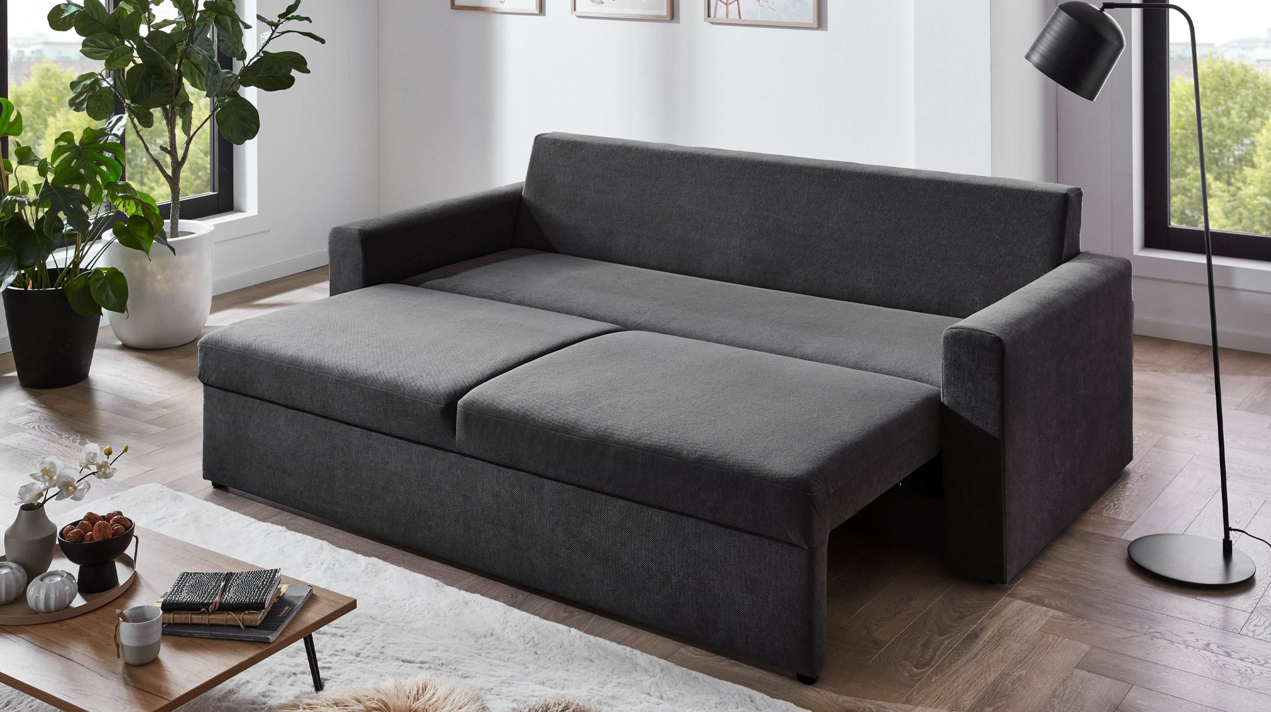 Schlafsofa grau 235 cm - BOXER