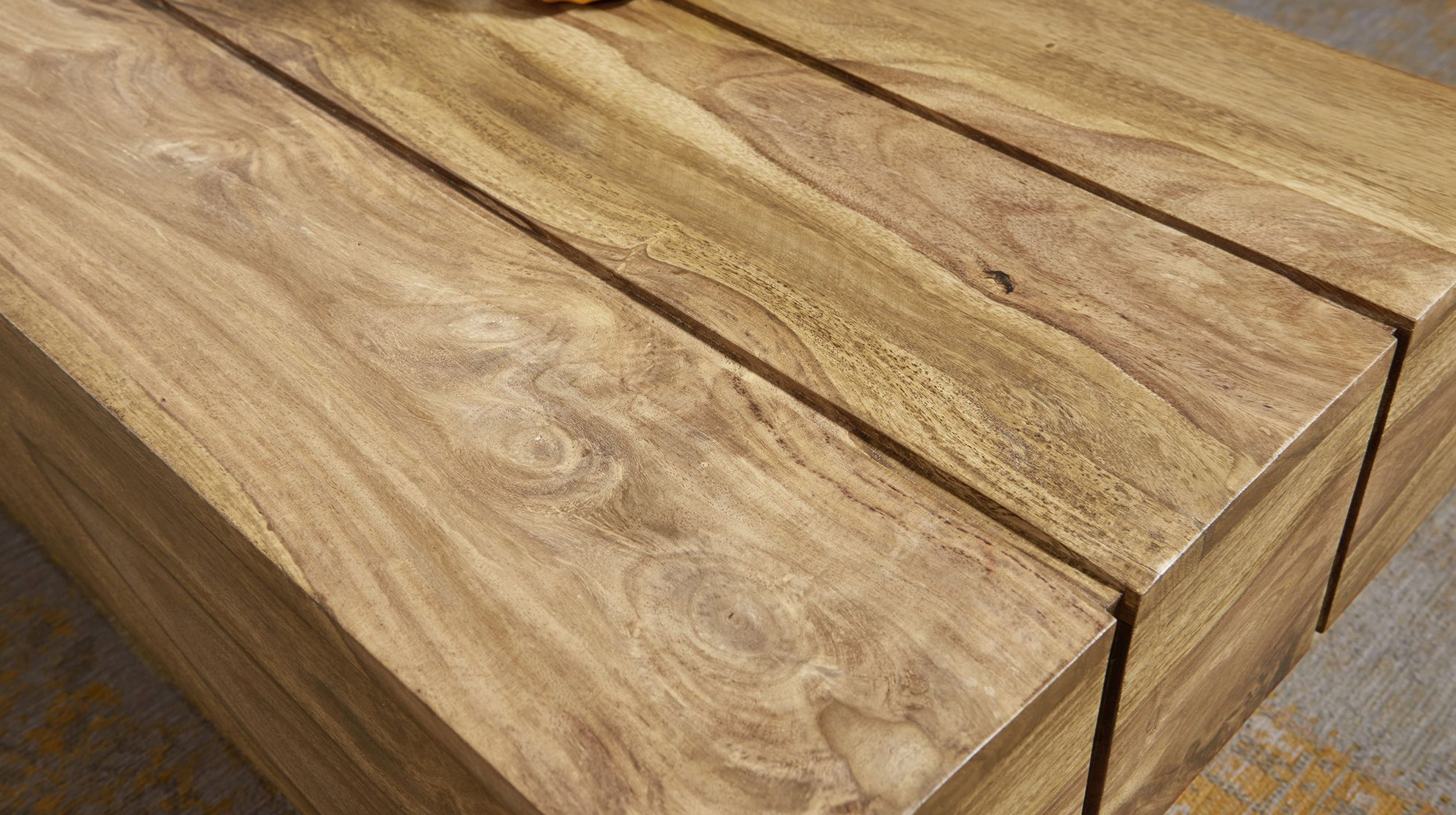Couchtisch Akazie lackiert massiv 120 x 30 cm - CUBESO