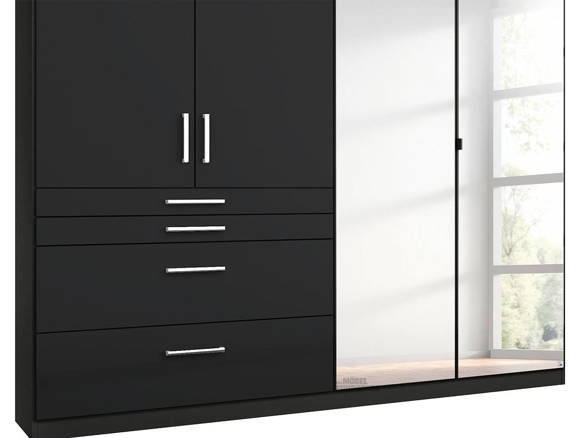 Kleiderschrank mit Spiegel - hochglanz grau - 181 cm - rauch - HOMBURG