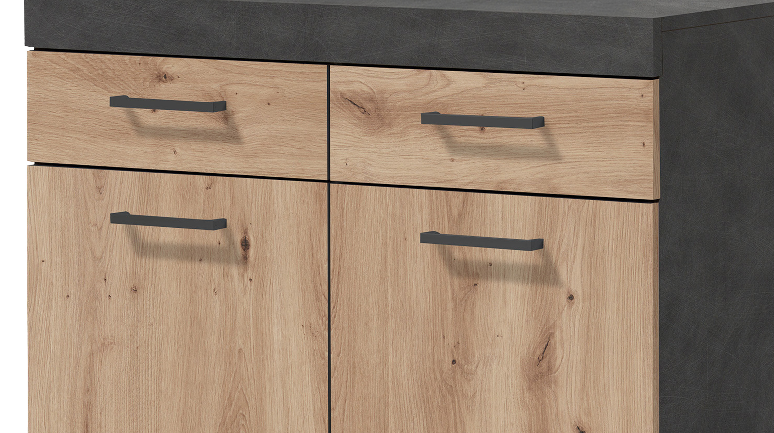 Kommode mit Schubladen anthrazit Artisan Eiche 80 cm - BRISTOL