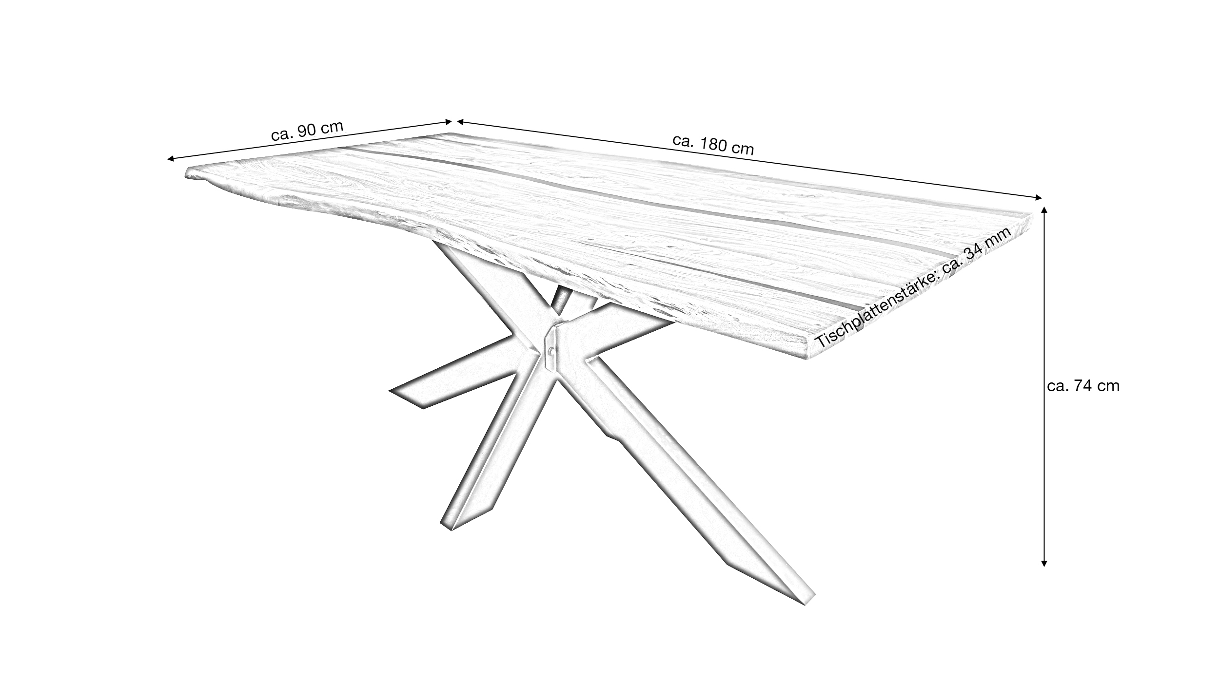 Esstisch Baumkantentisch 180 cm Akazie massiv Epoxidharz - TORVALD