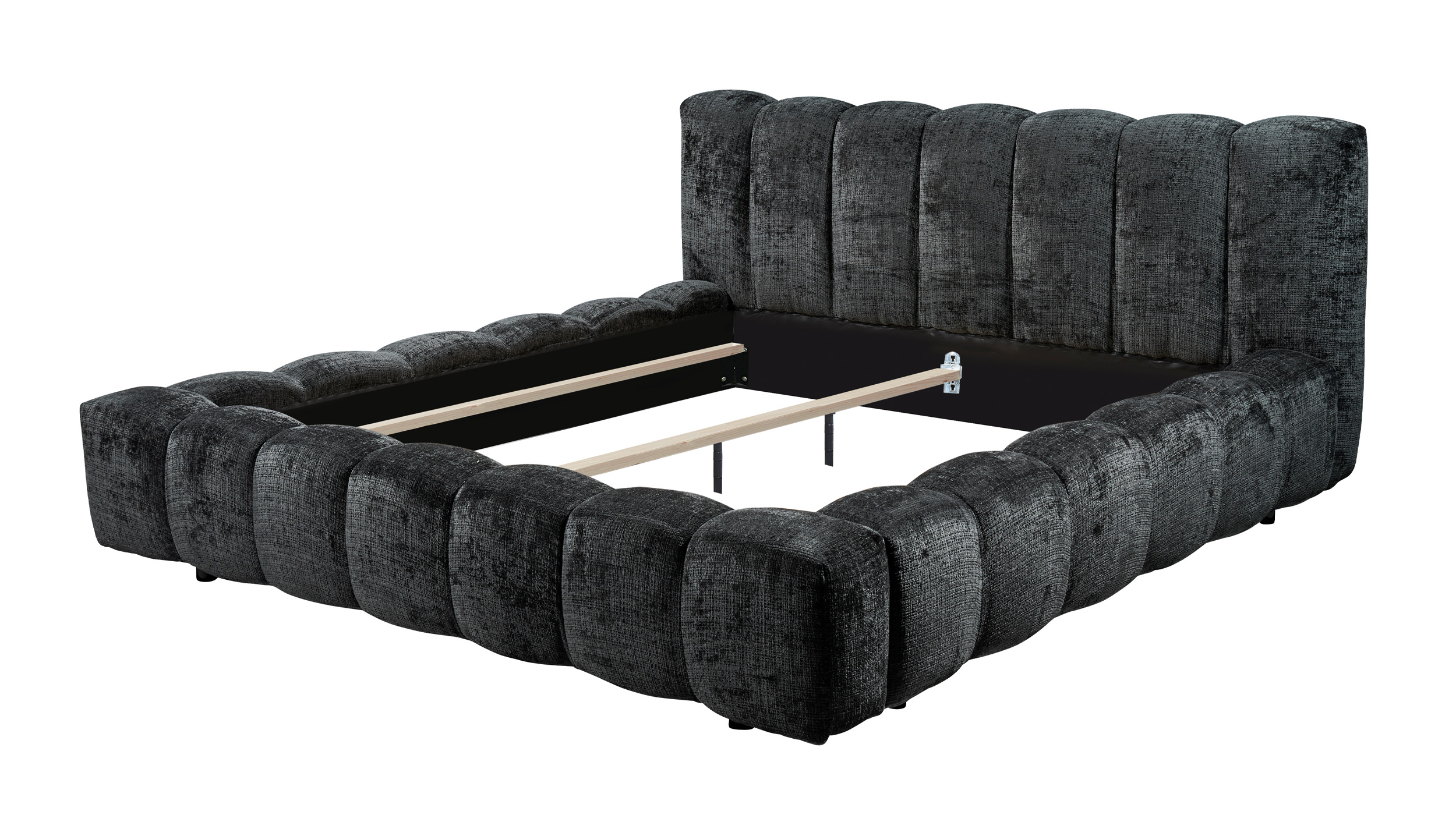 Polsterbett 180 x 200 cm schwarz Chenille - BEXLEY