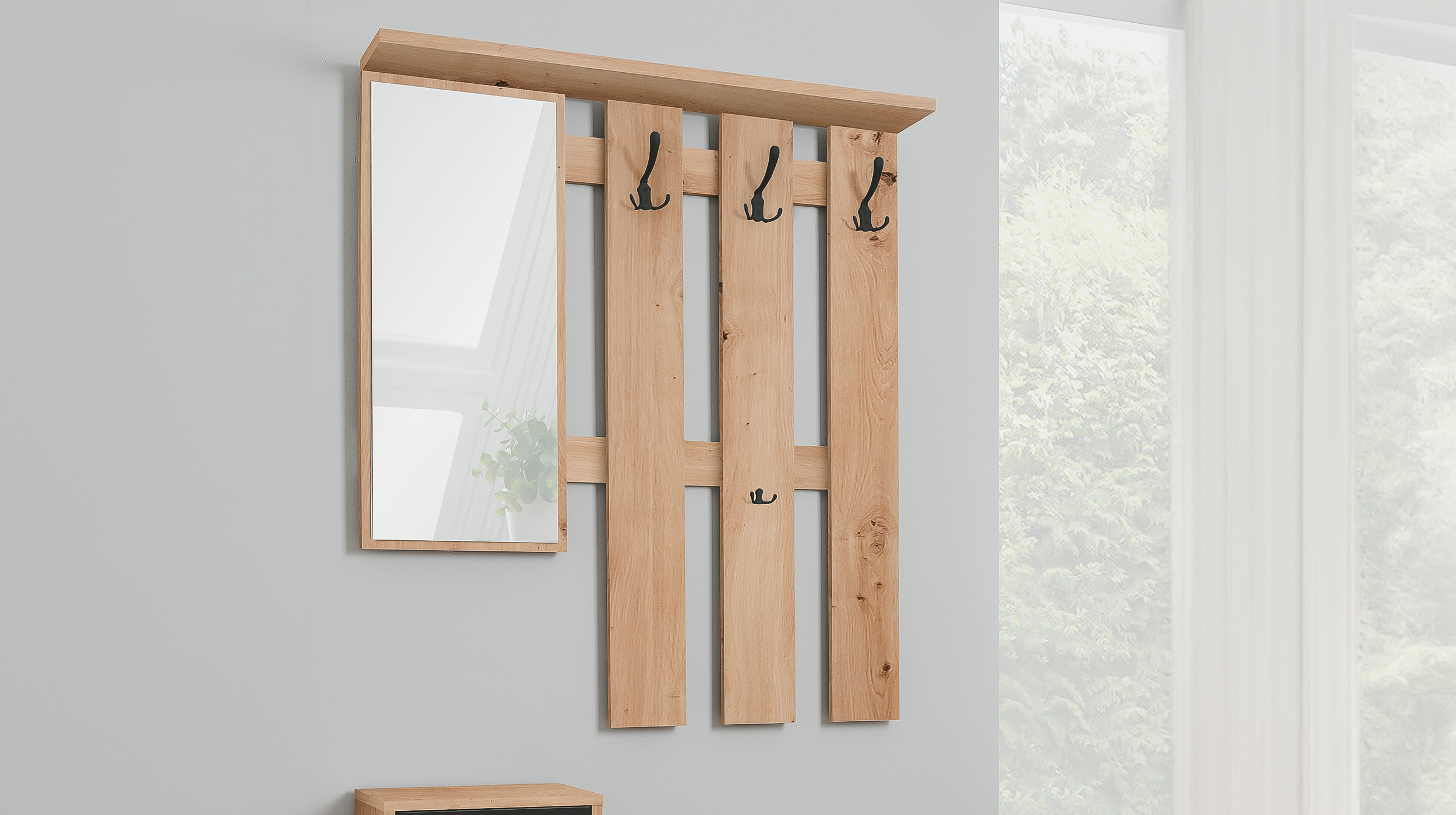 Garderoben Set 2-teilig Artisan Eiche 98 x 180 cm - RUDOLF  Garderoben Set 2-teilig Artisan Eiche 98 x 180 cm - RUDOLF