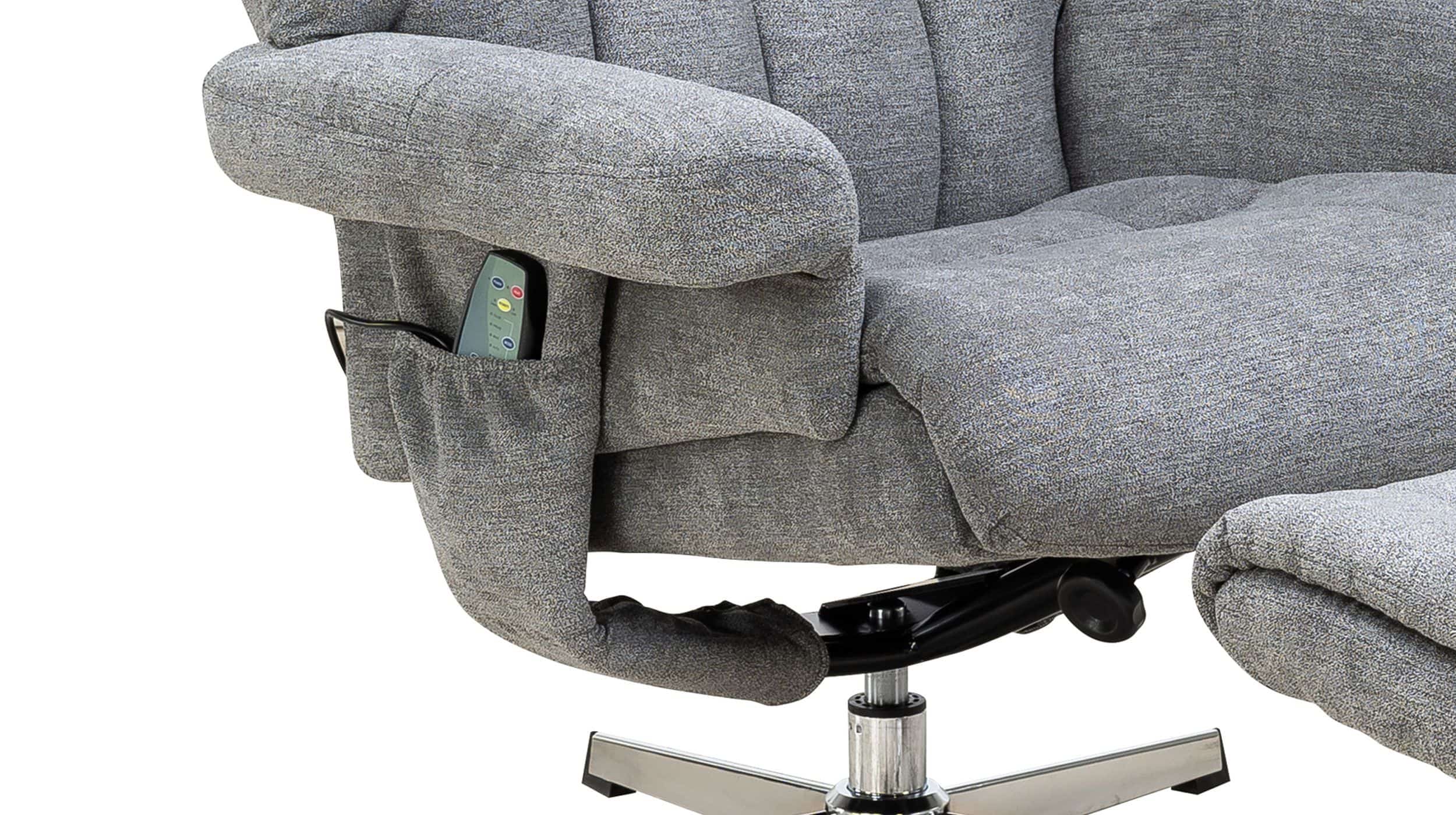 Relaxsessel mit Hocker grau Microfaser drehbar - NEOL
