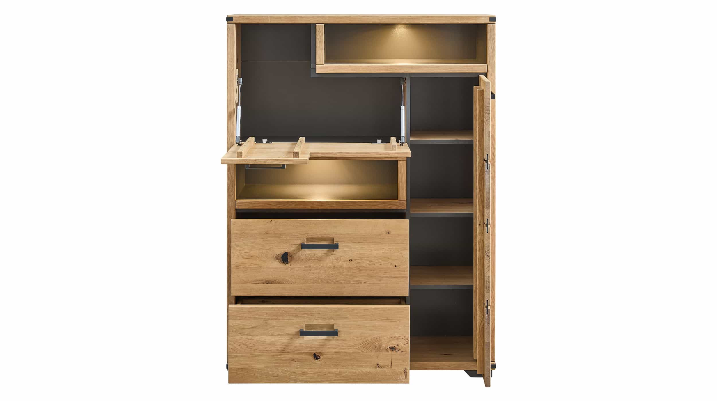 Highboard mit Beleuchtung - Wildeiche - 105 cm - CATANIA