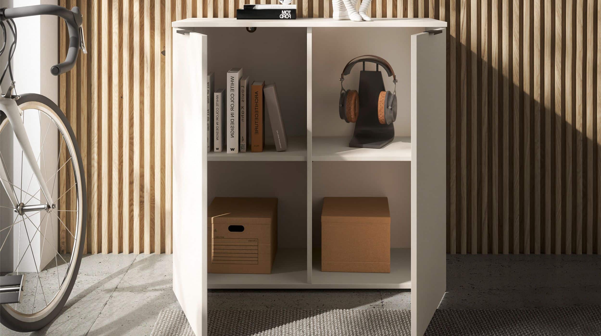 Kommode beige 90 x 40 cm - 2-türig - LINZ