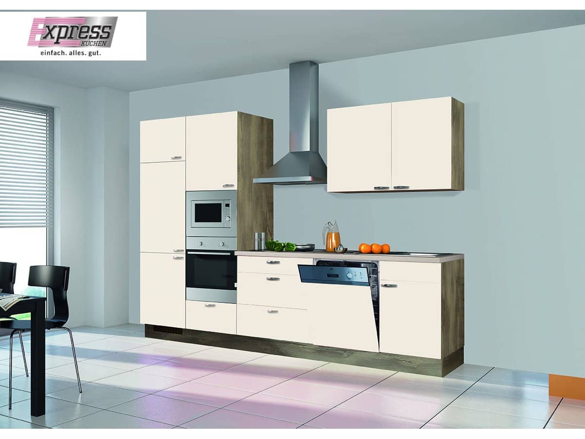 Küchenzeile 310 cm - mit Geräten - Küchenfronten Hochglanz - STAR