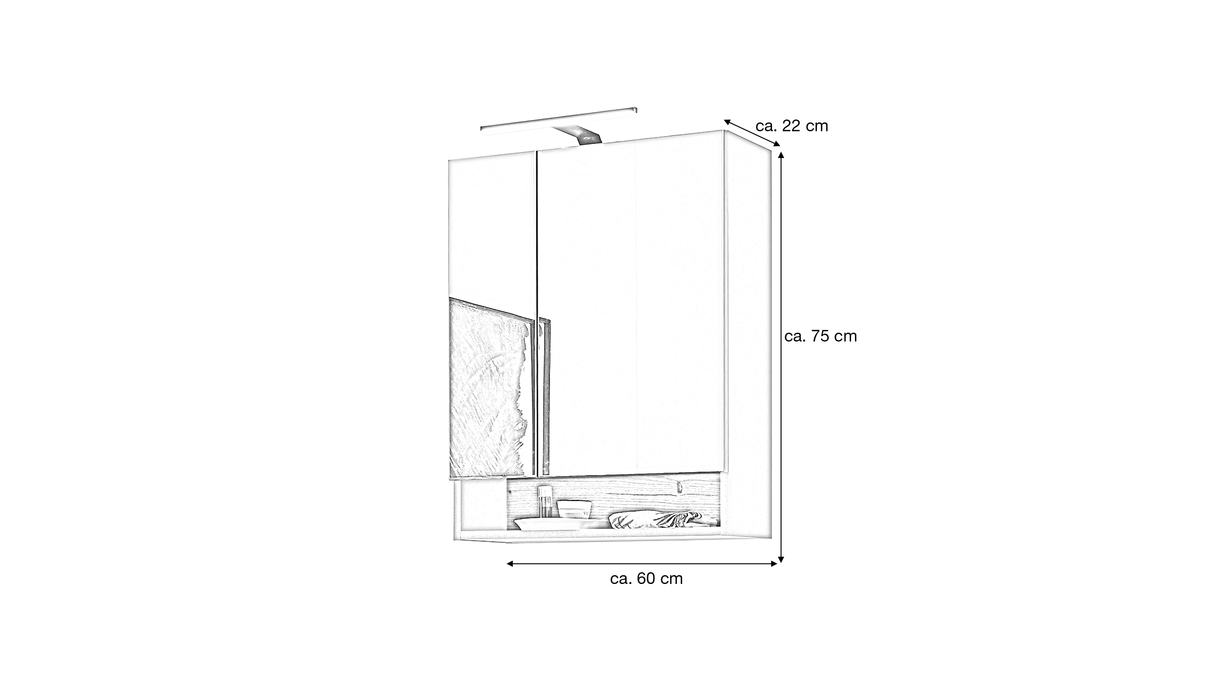 Spiegelschrank grau Evoke Eiche 60 cm - mit Beleuchtung - DALIA
