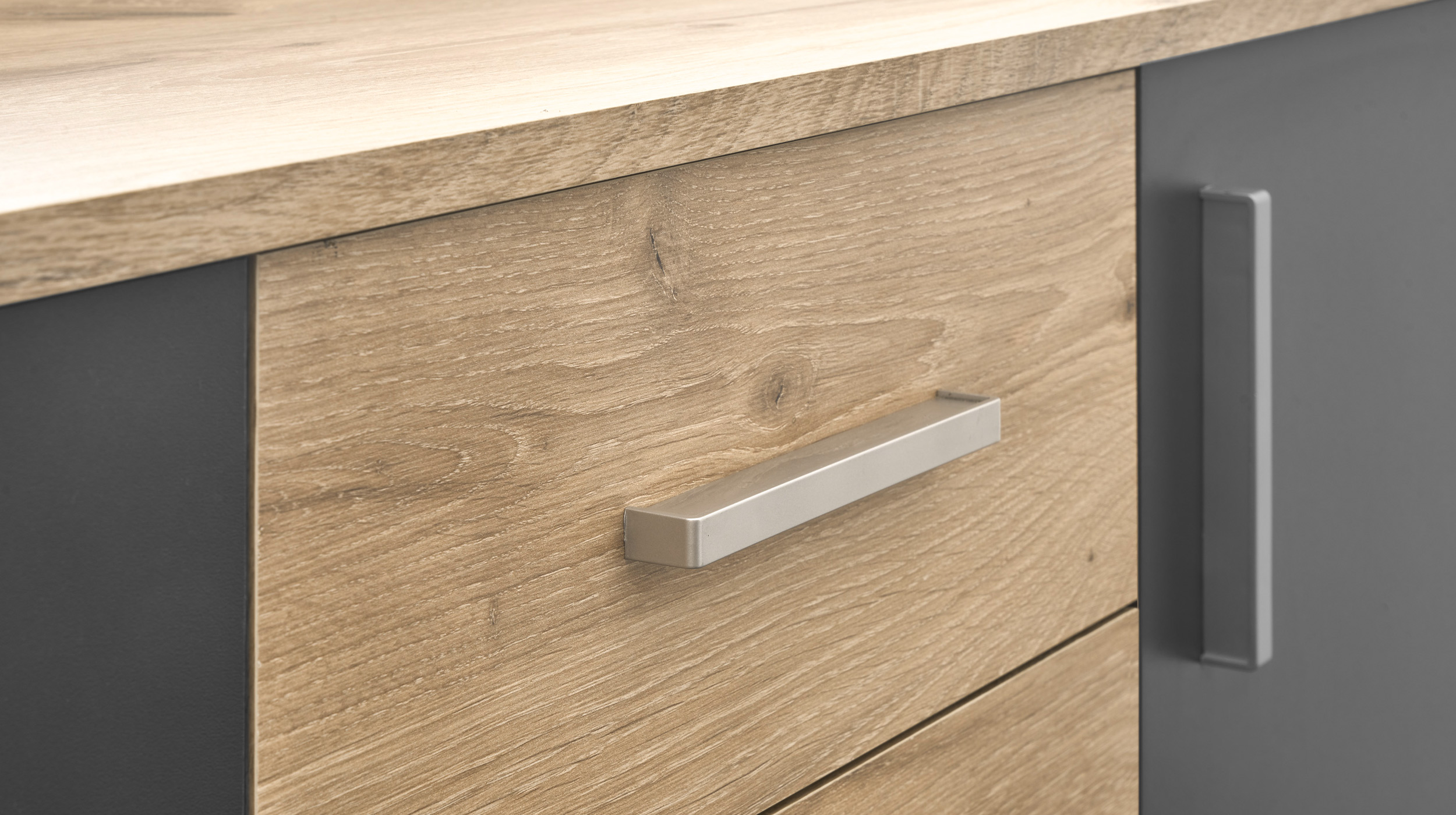 Kommode Viking Oak - grau 120 x 84 cm - BOBBY