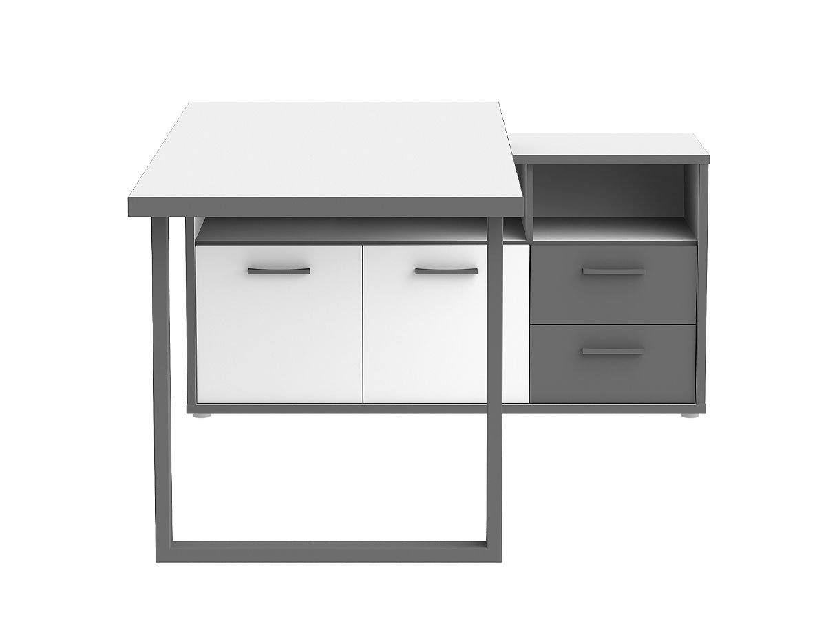 Eck-Schreibtisch weiß - grau 124 cm - KEFLAVIK