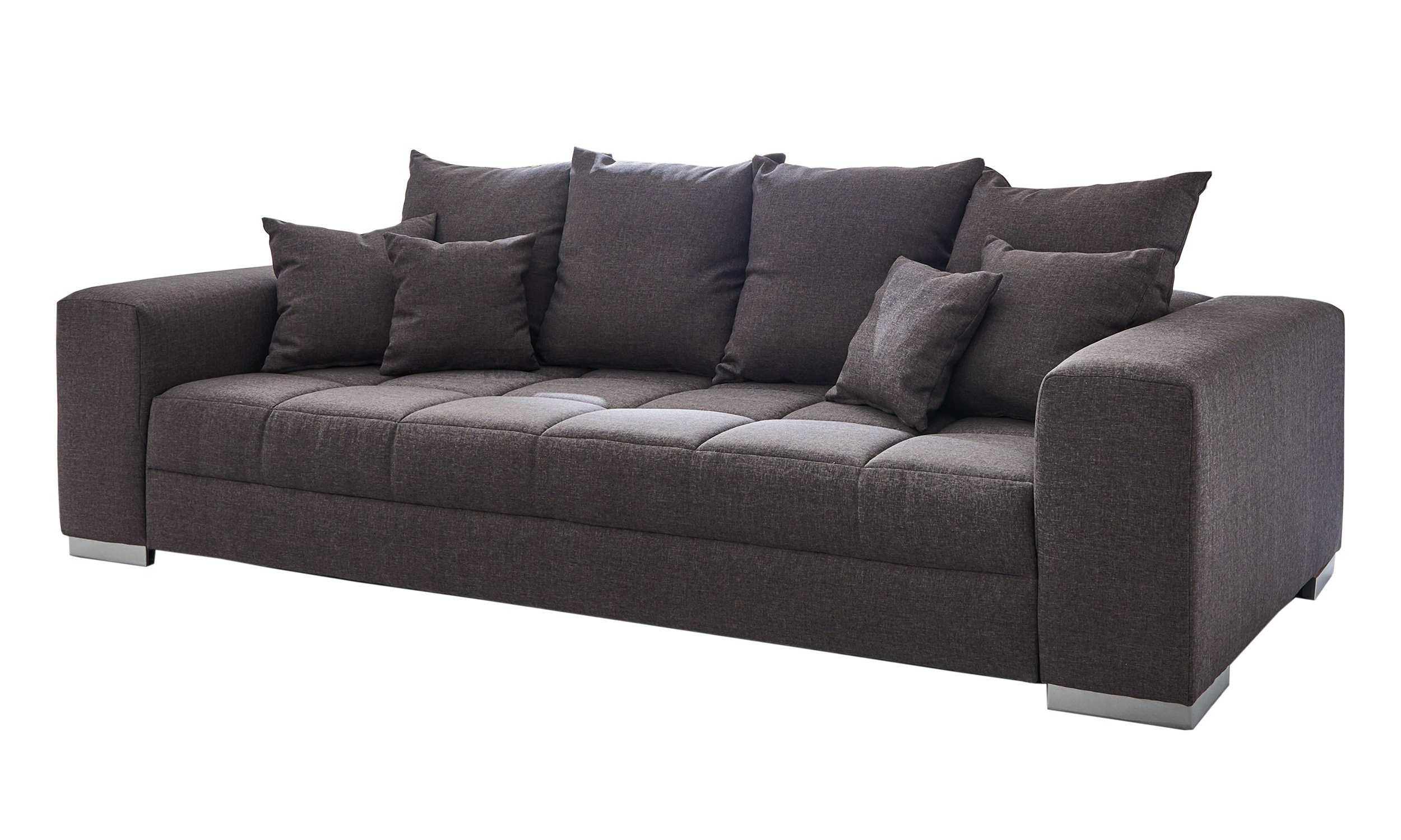 Big Sofa grau braun 254 cm - Nosagunterfederung - BORNEO