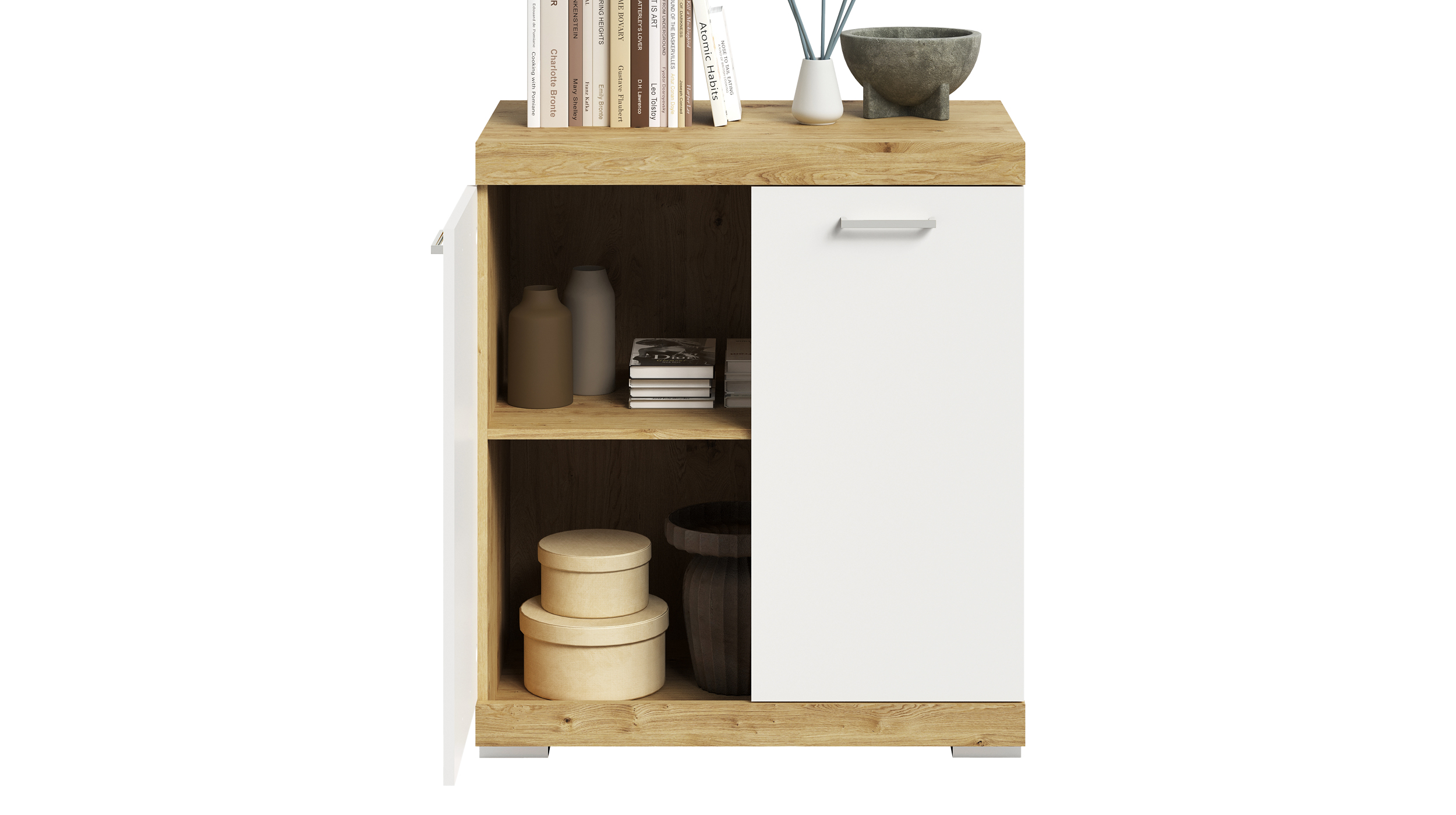 Kommode weiß Artisan Eiche 80 x 50 cm - 2-türig - BRISTOL