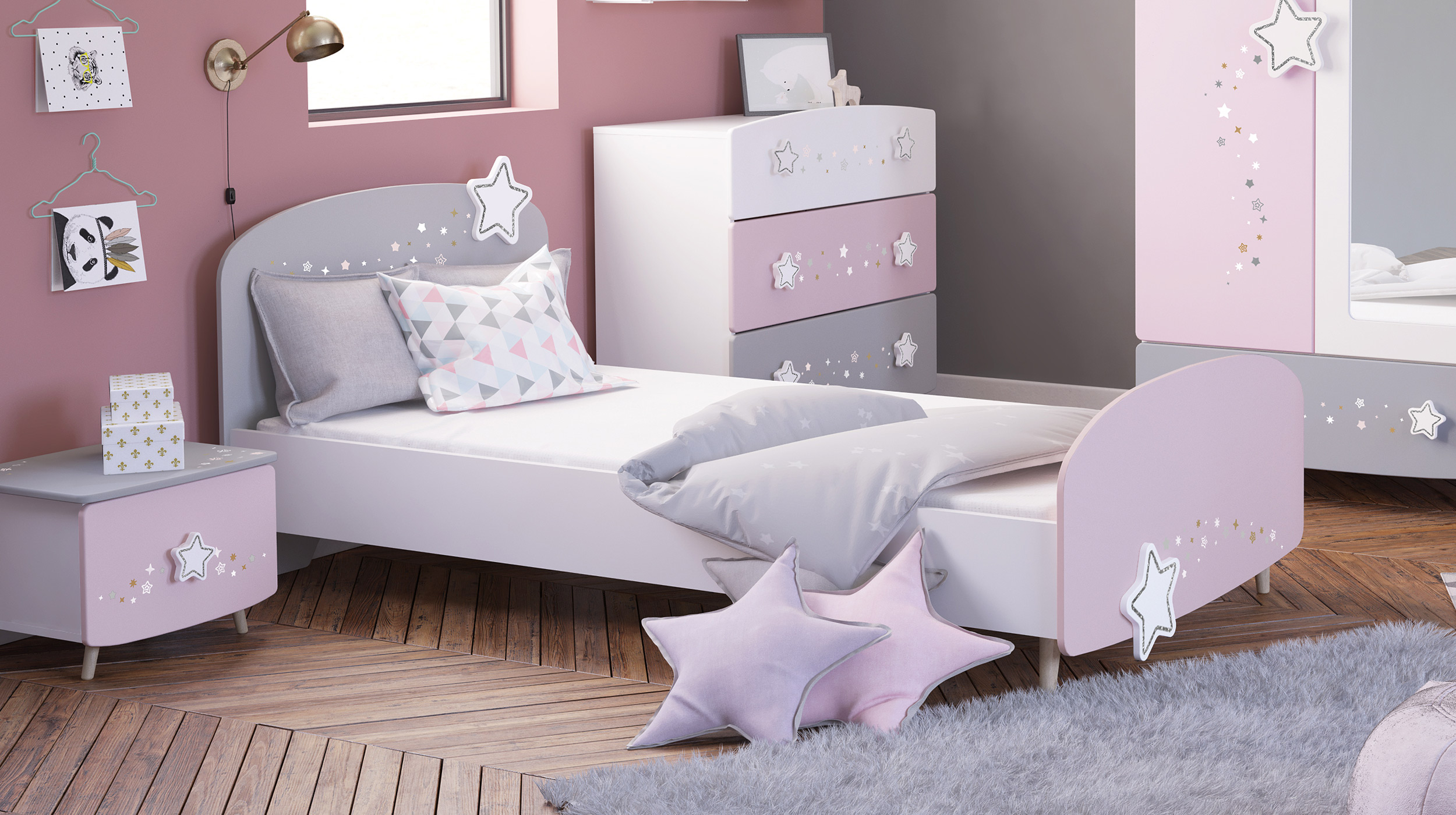 Kinderbett 90 x 200 cm weiß - ETOILES